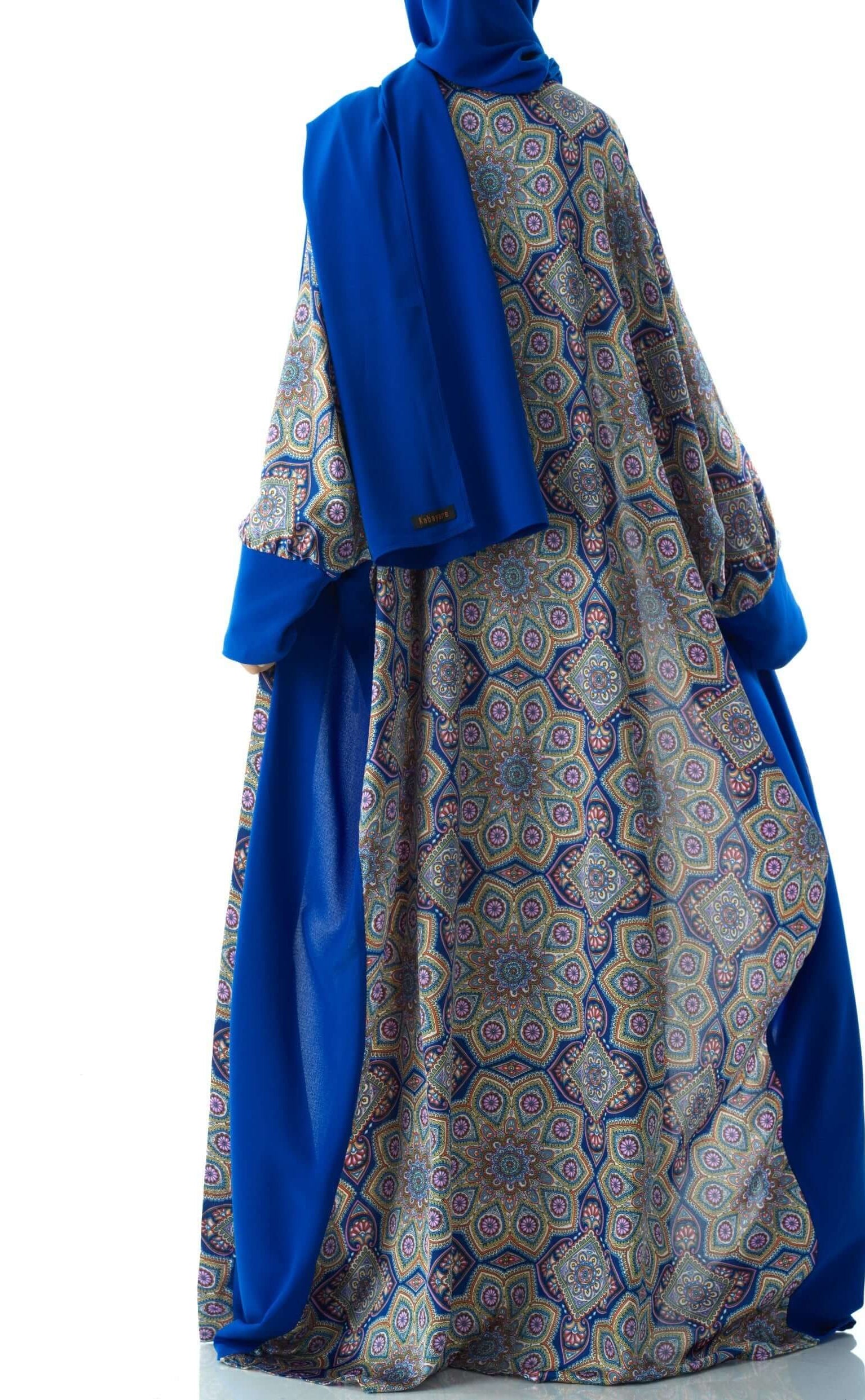 Royal Blue Moroccan print abaya set Kabayare