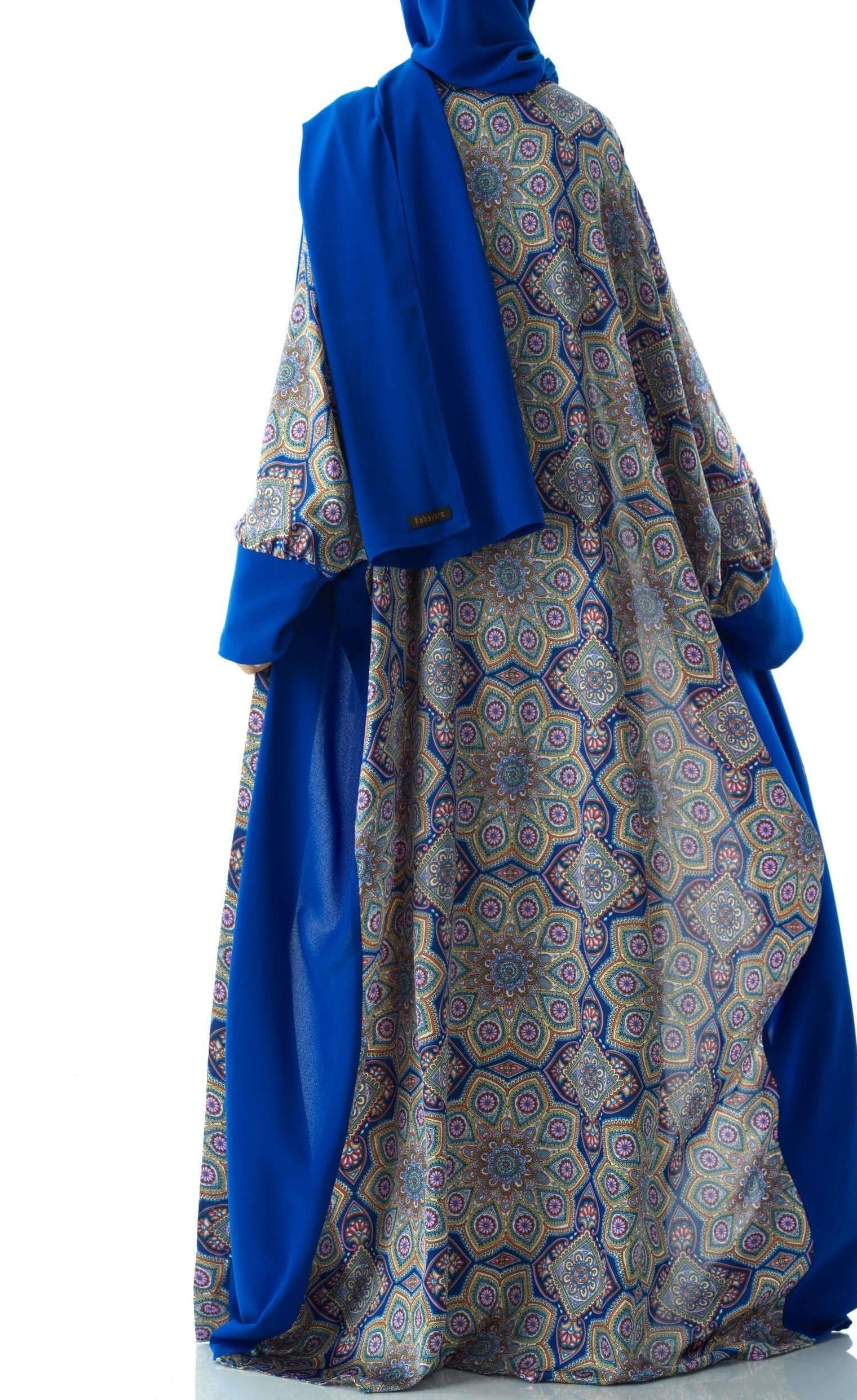 Royal Blue Moroccan print abaya set Kabayare