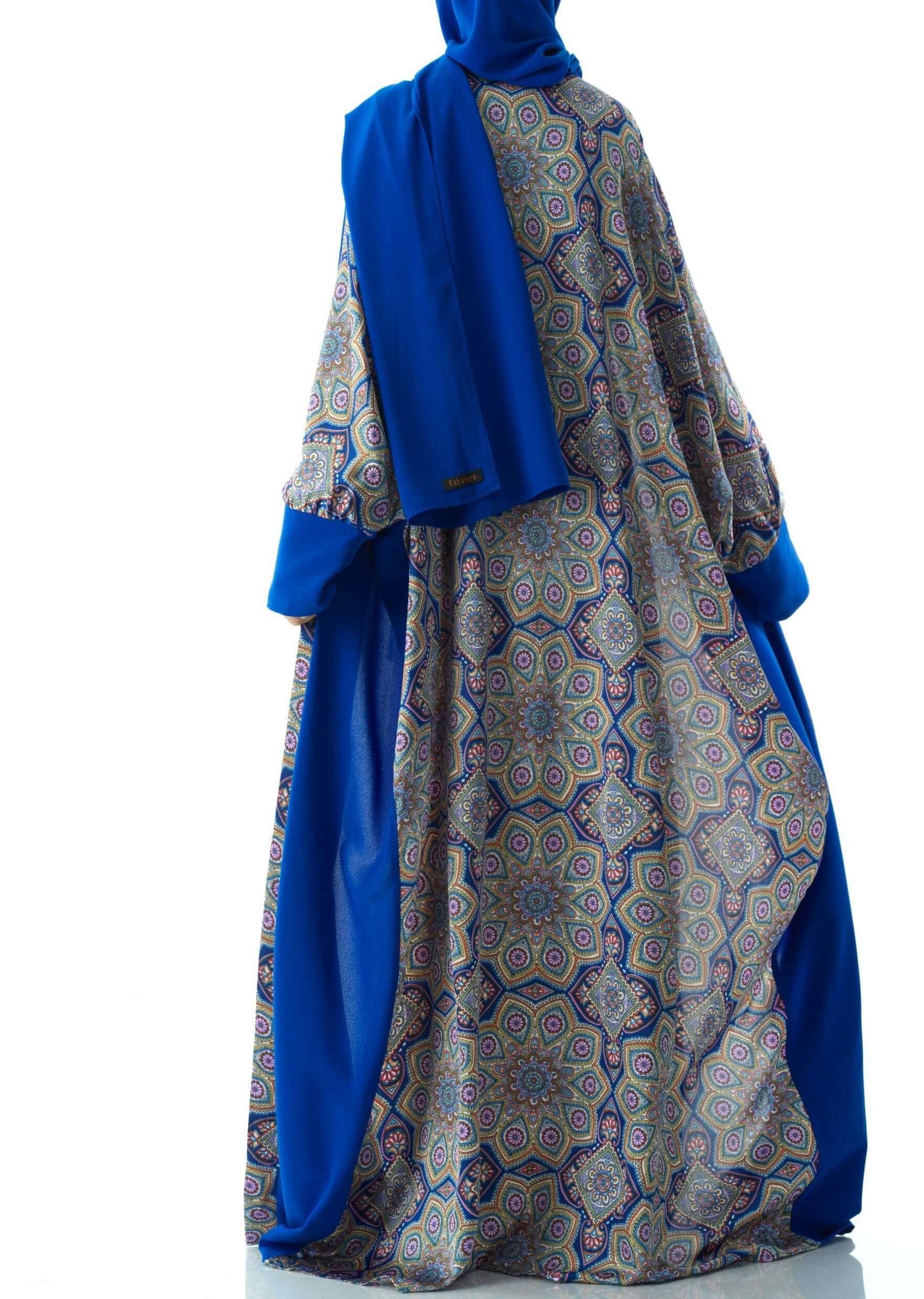 Royal Blue Moroccan print abaya set Kabayare