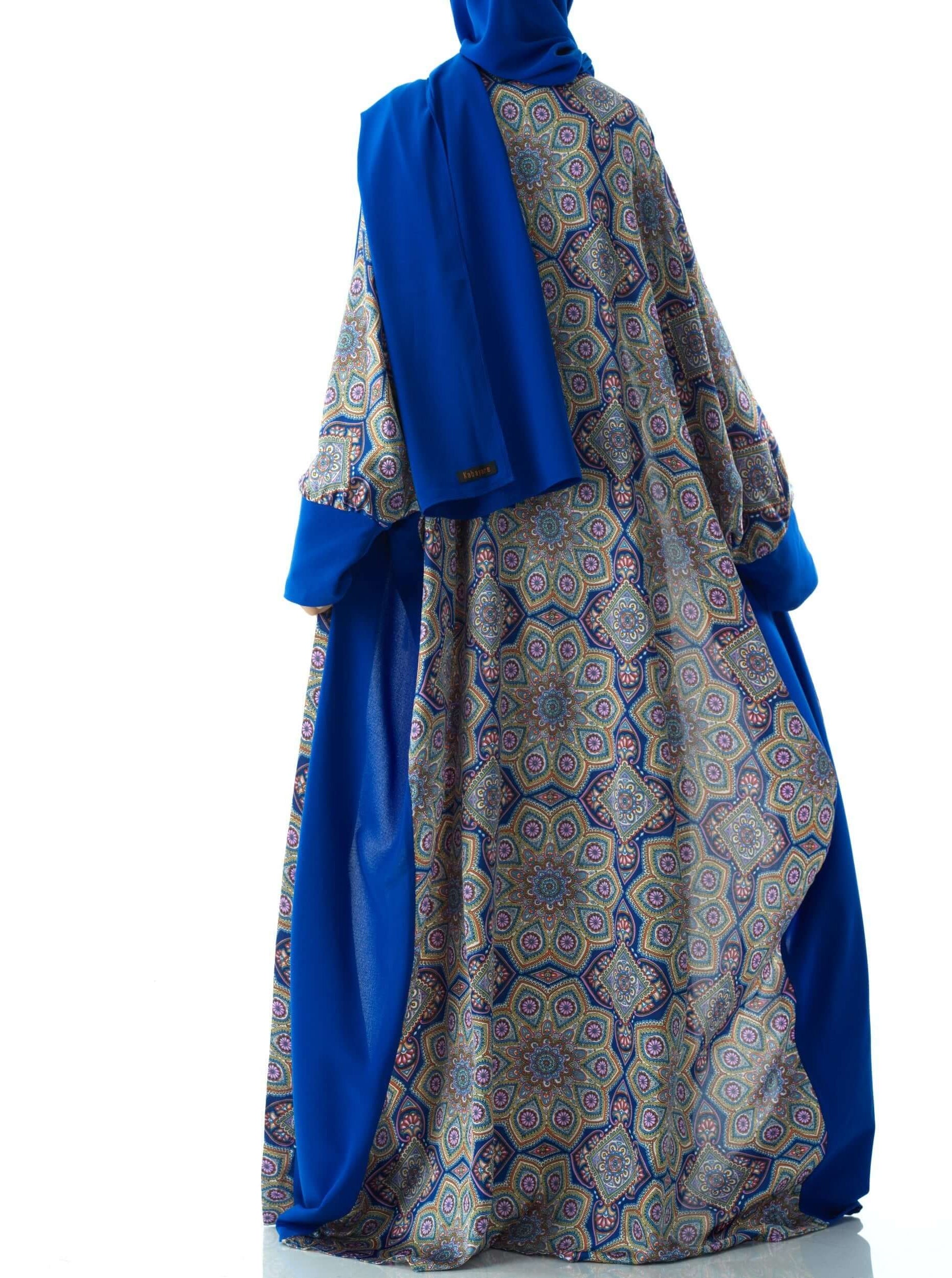 Royal Blue Moroccan print abaya set Kabayare