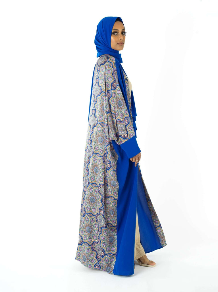 Royal Blue Moroccan print abaya set Kabayare