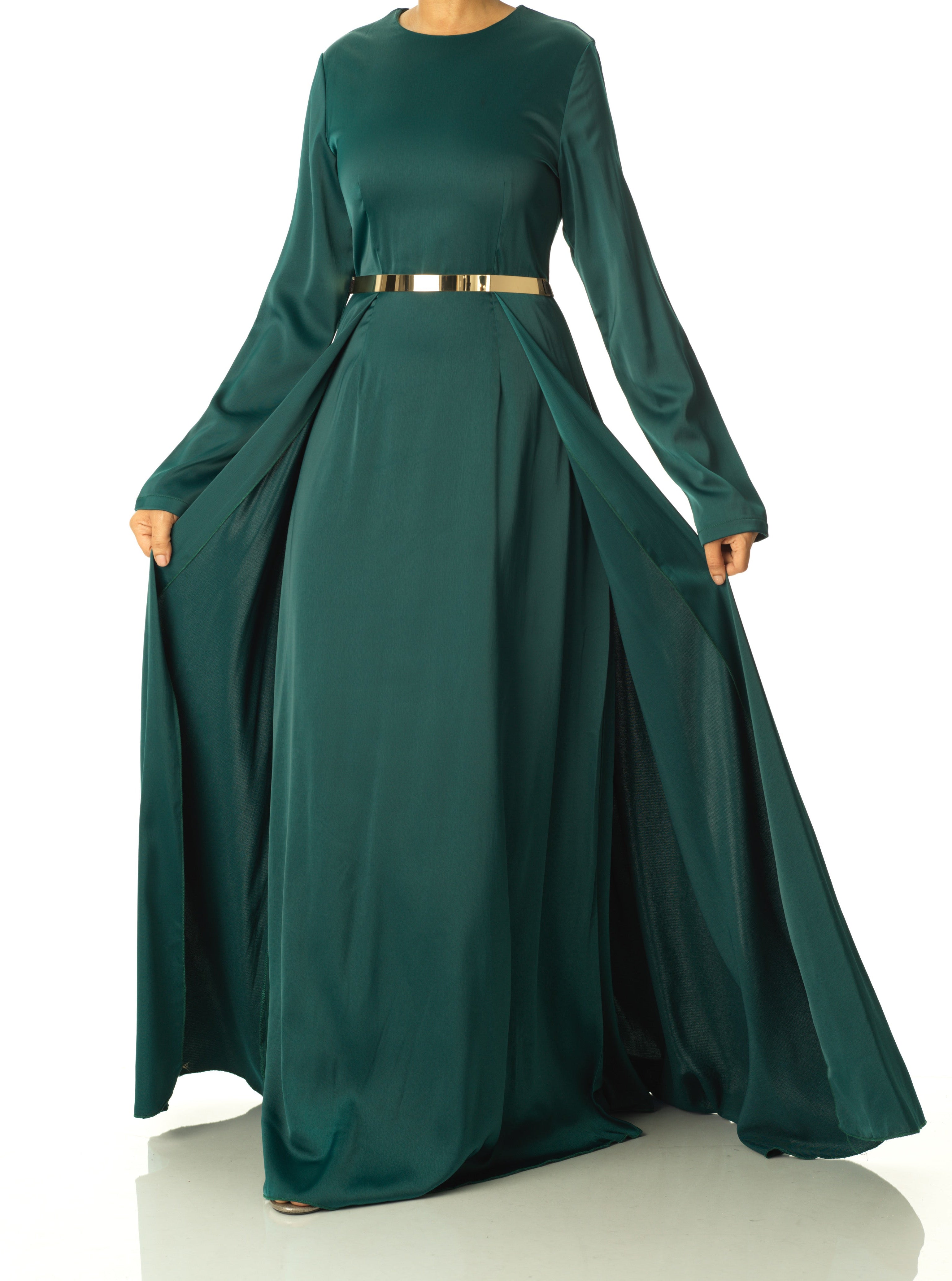 Royal Green Take me for a dance satin maxi dress Kabayare
