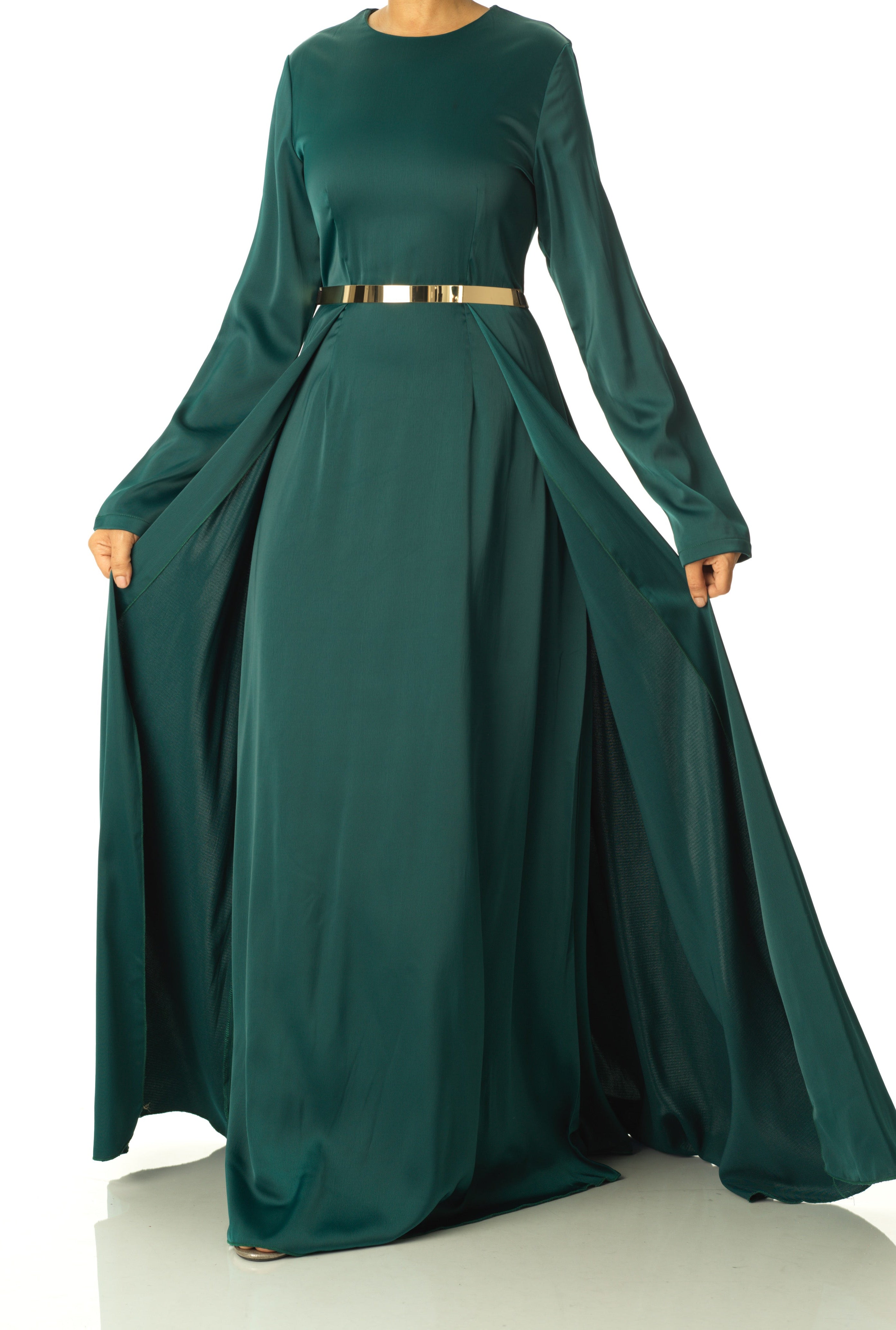 Royal Green Take me for a dance satin maxi dress Kabayare