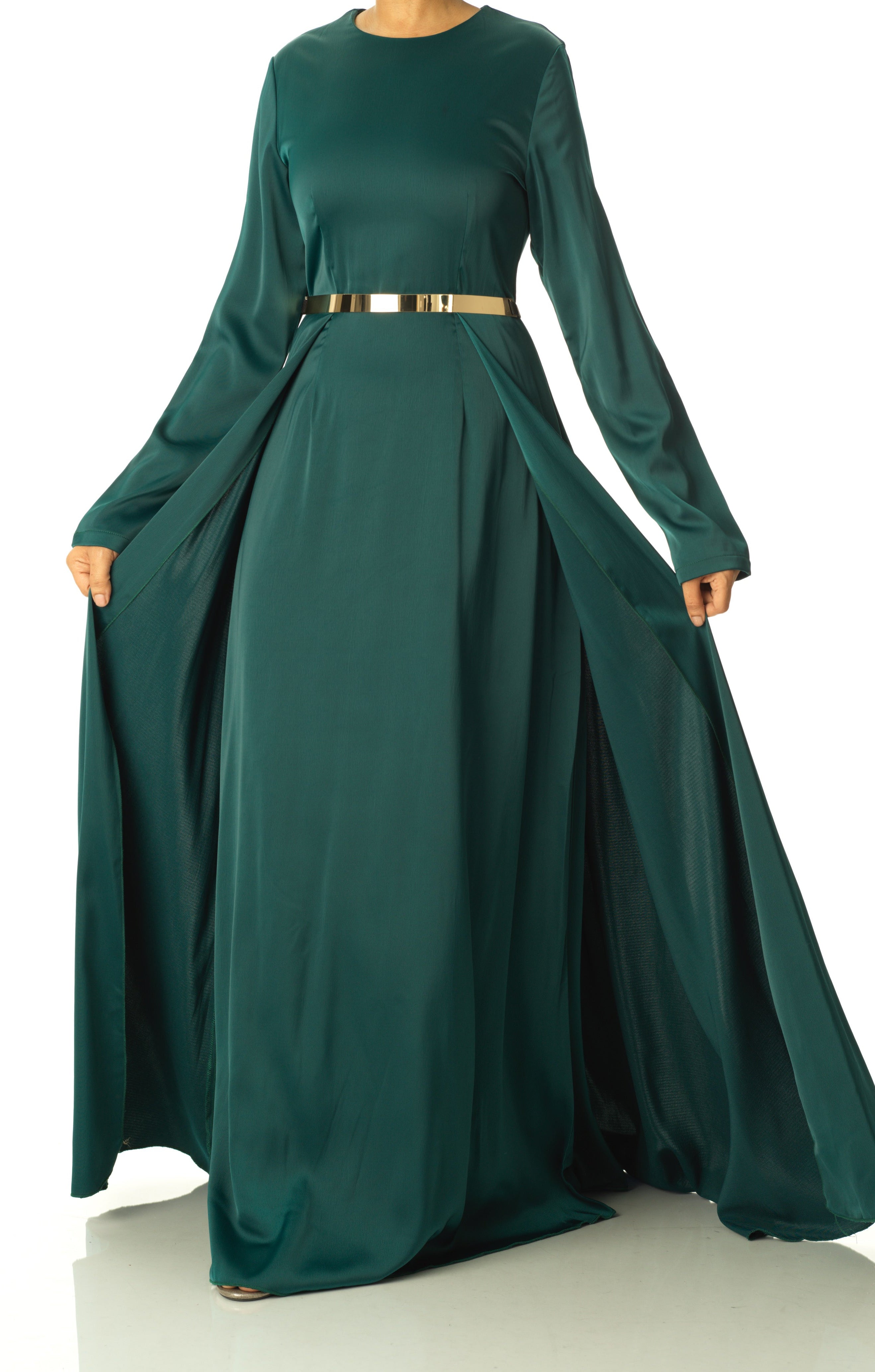 Royal Green Take me for a dance satin maxi dress Kabayare