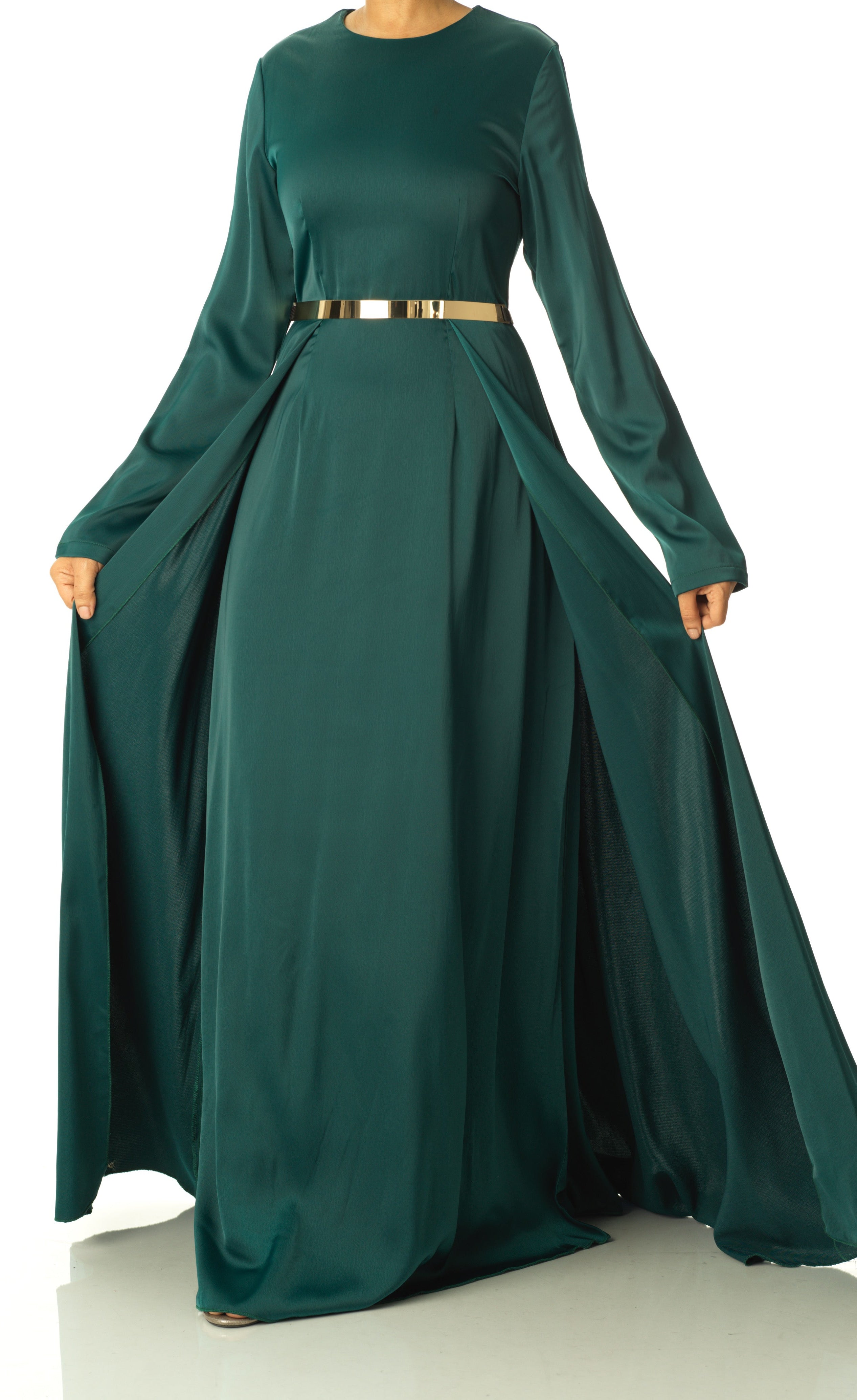 Royal Green Take me for a dance satin maxi dress Kabayare