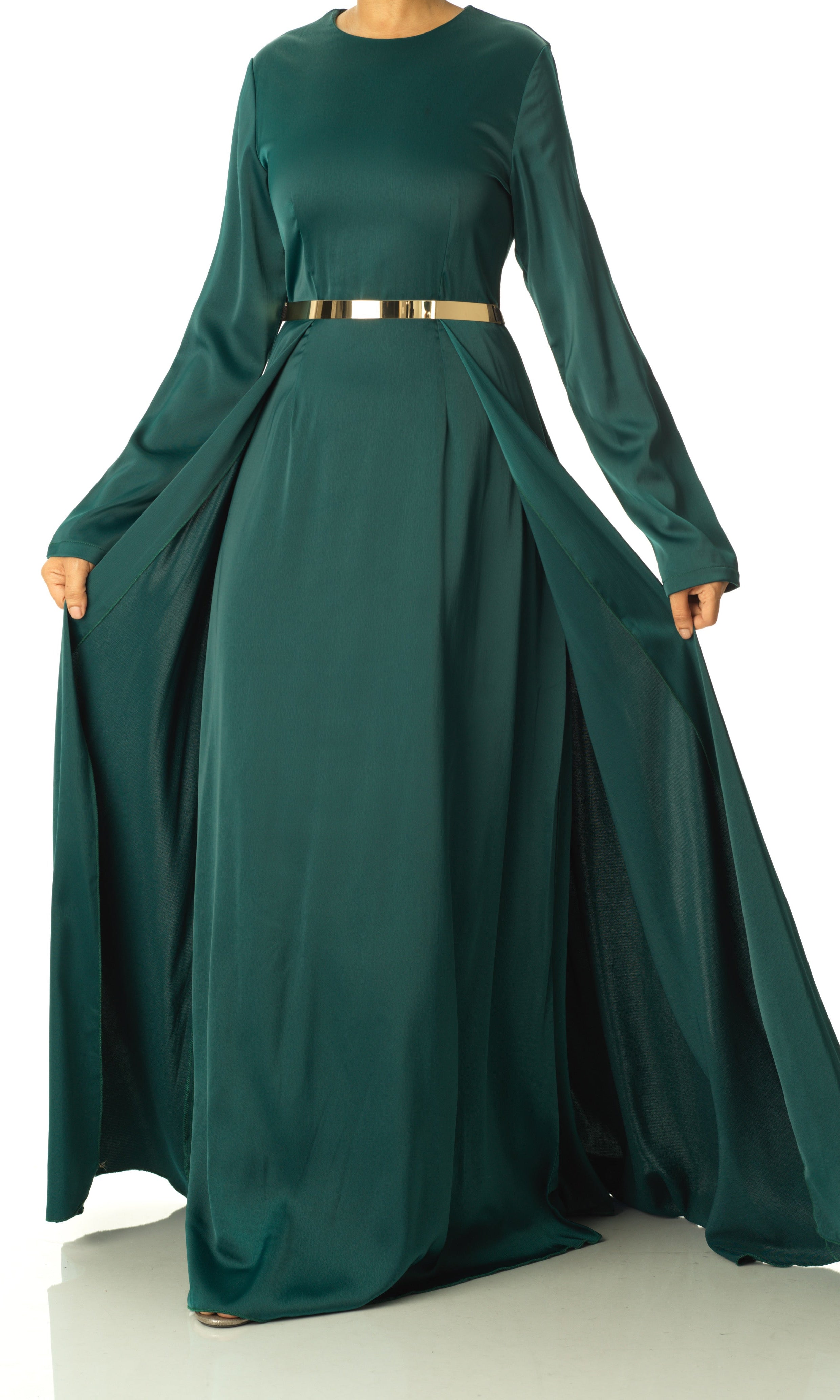 Royal Green Take me for a dance satin maxi dress Kabayare