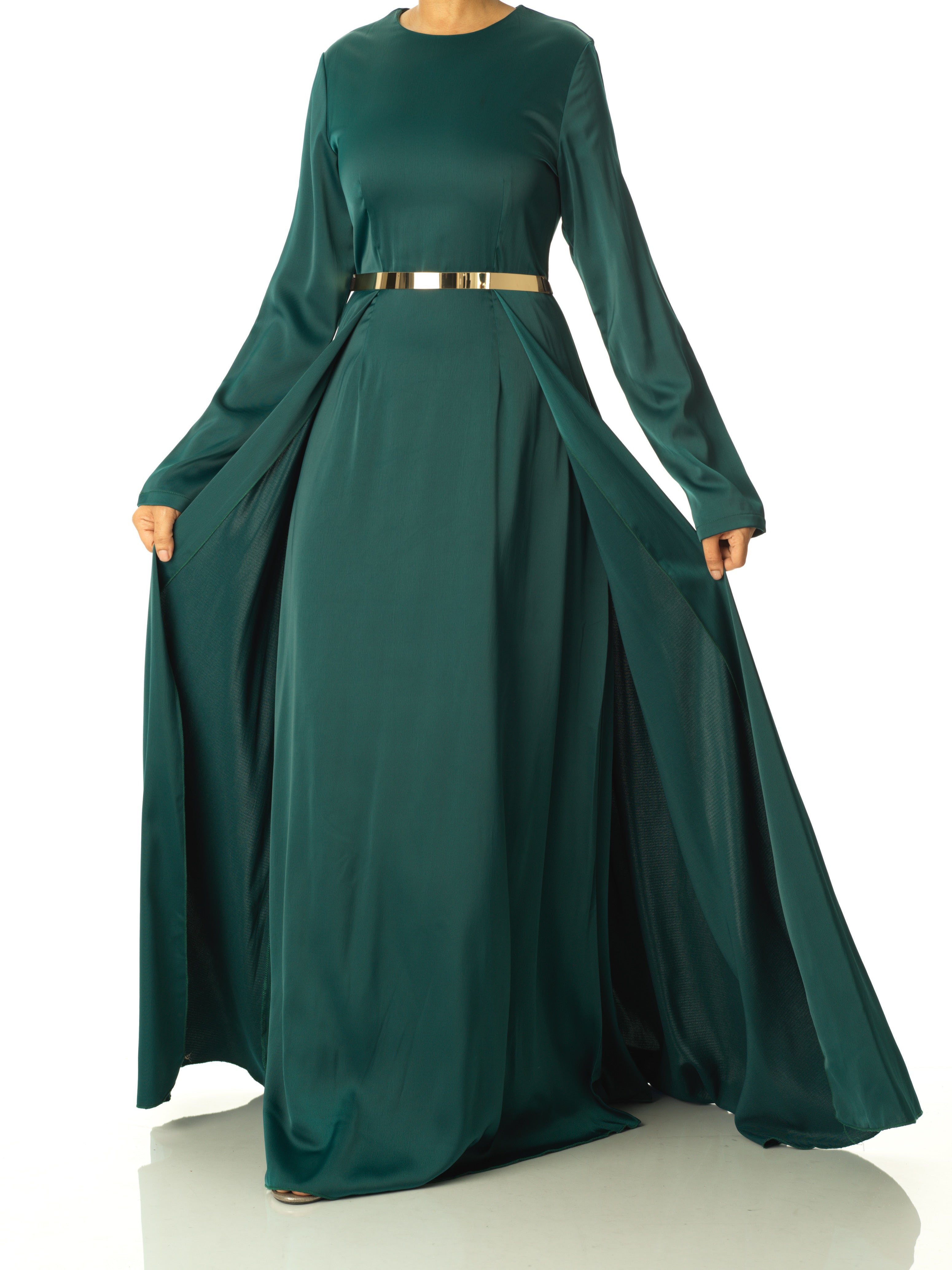 Royal Green Take me for a dance satin maxi dress Kabayare