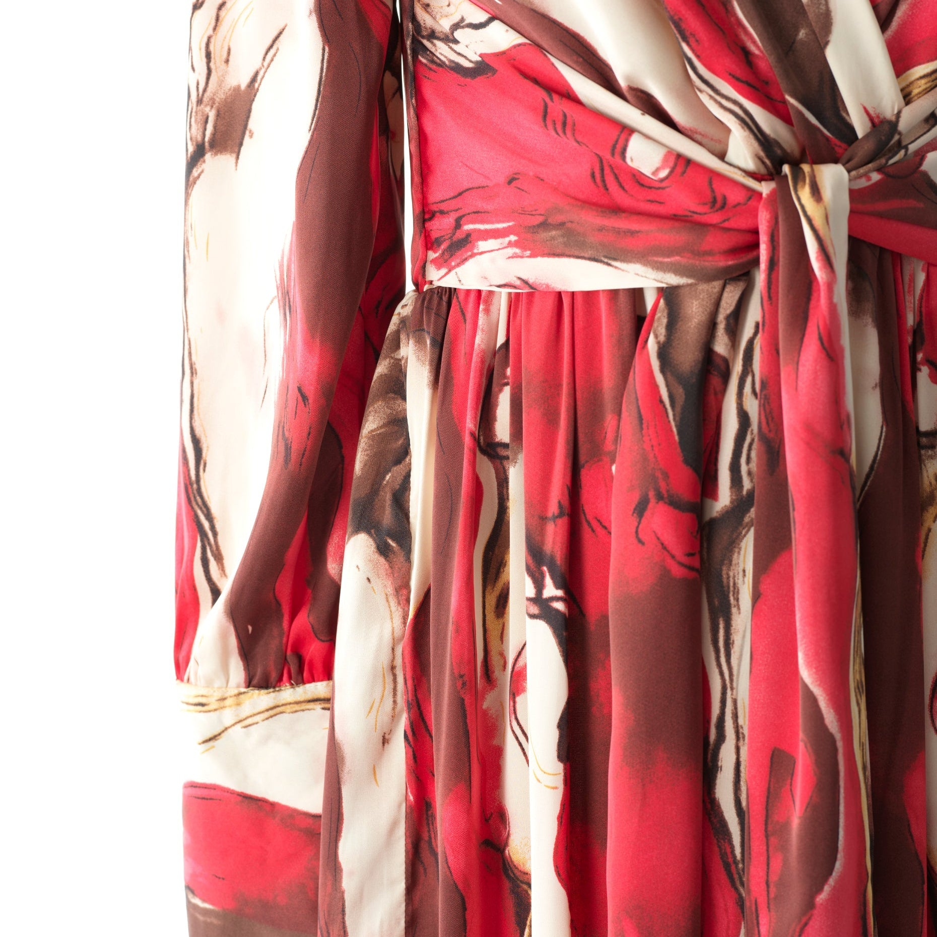 Ruby Red satin long sleeve maxi dress Kabayare