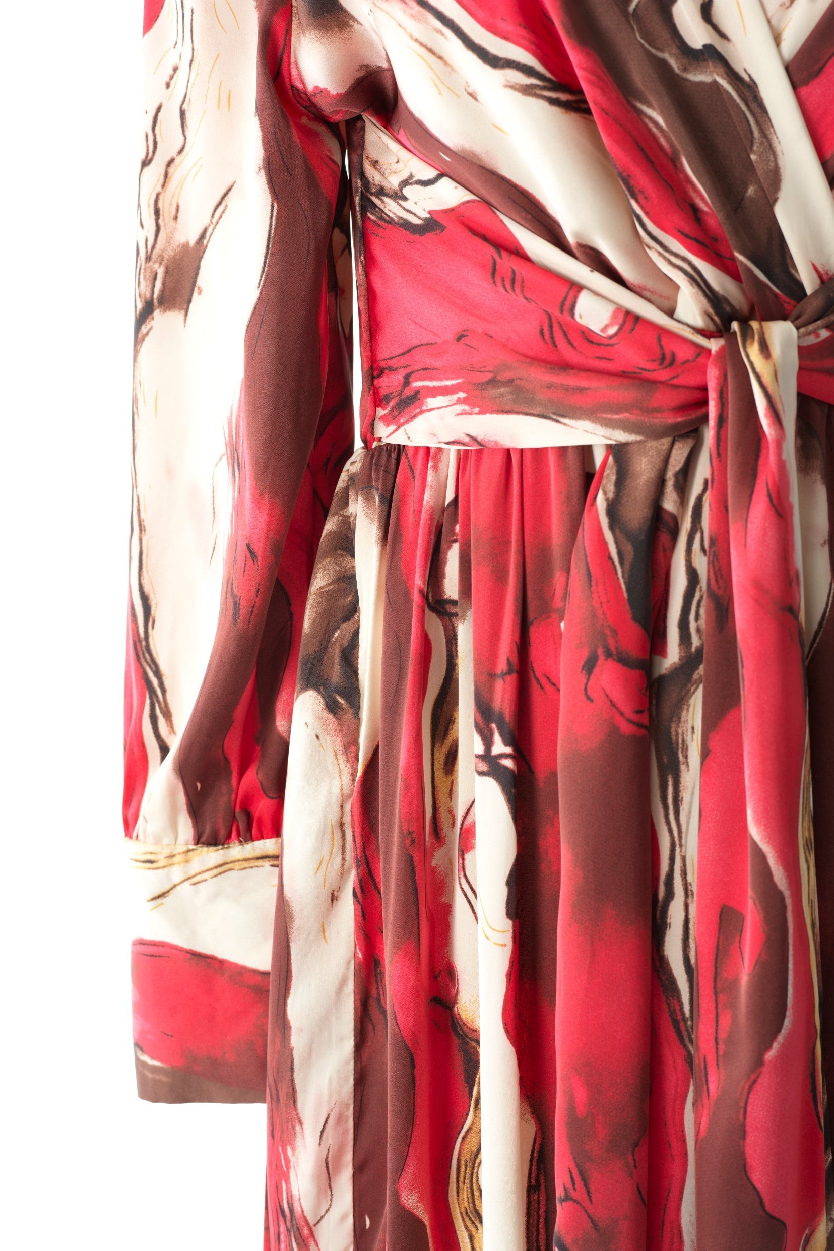 Ruby Red satin long sleeve maxi dress Kabayare