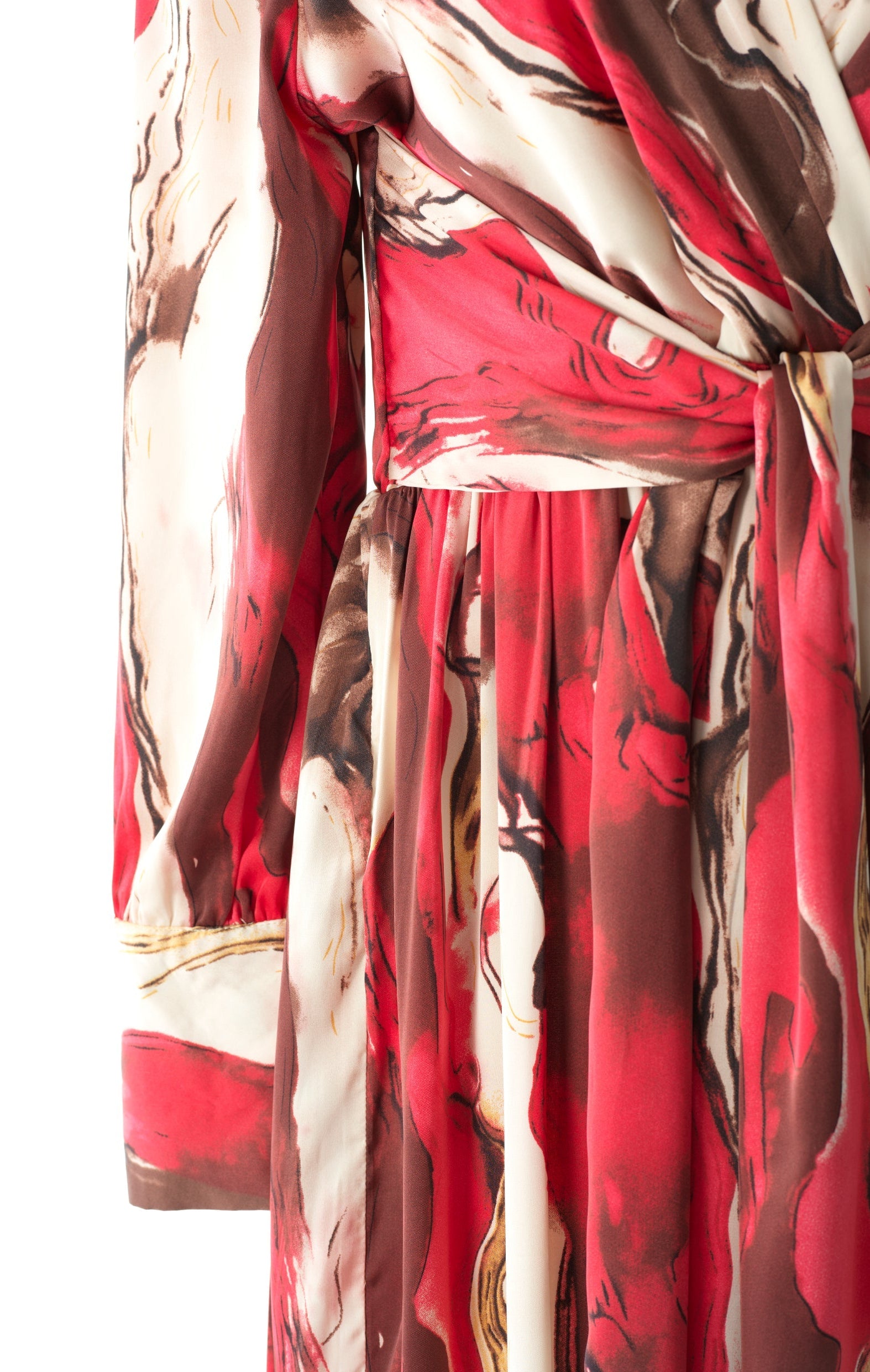 Ruby Red satin long sleeve maxi dress Kabayare