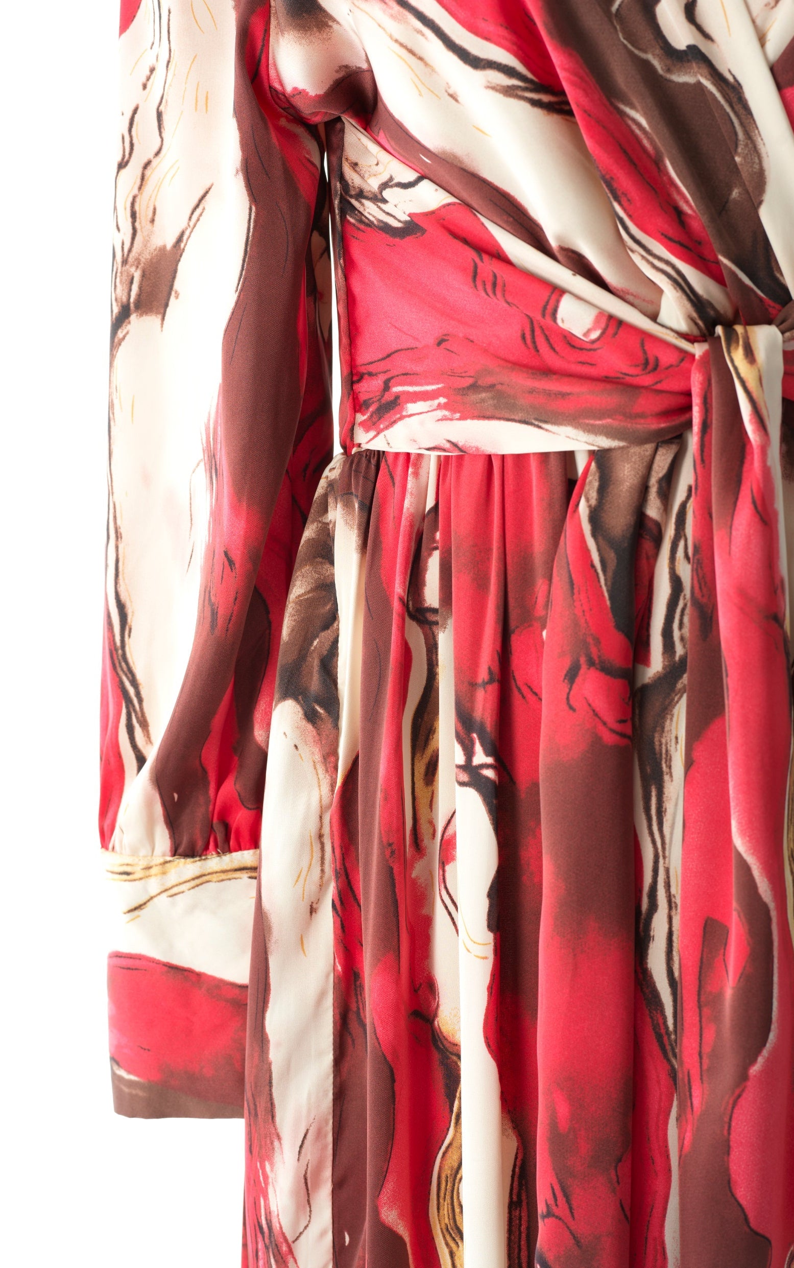 Ruby Red satin long sleeve maxi dress Kabayare