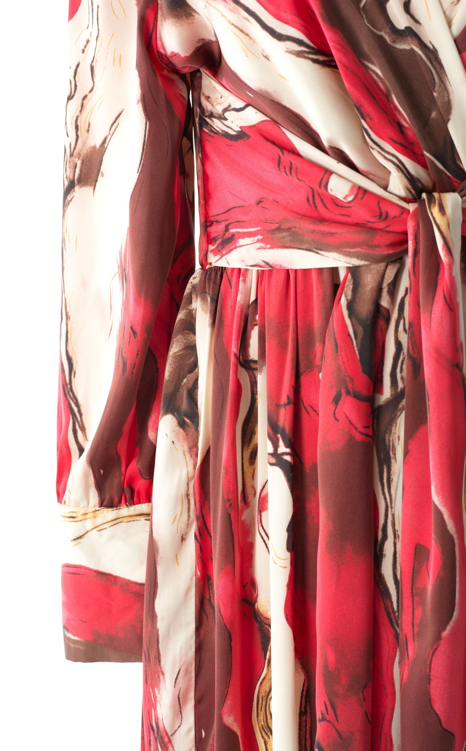 Ruby Red satin long sleeve maxi dress Kabayare