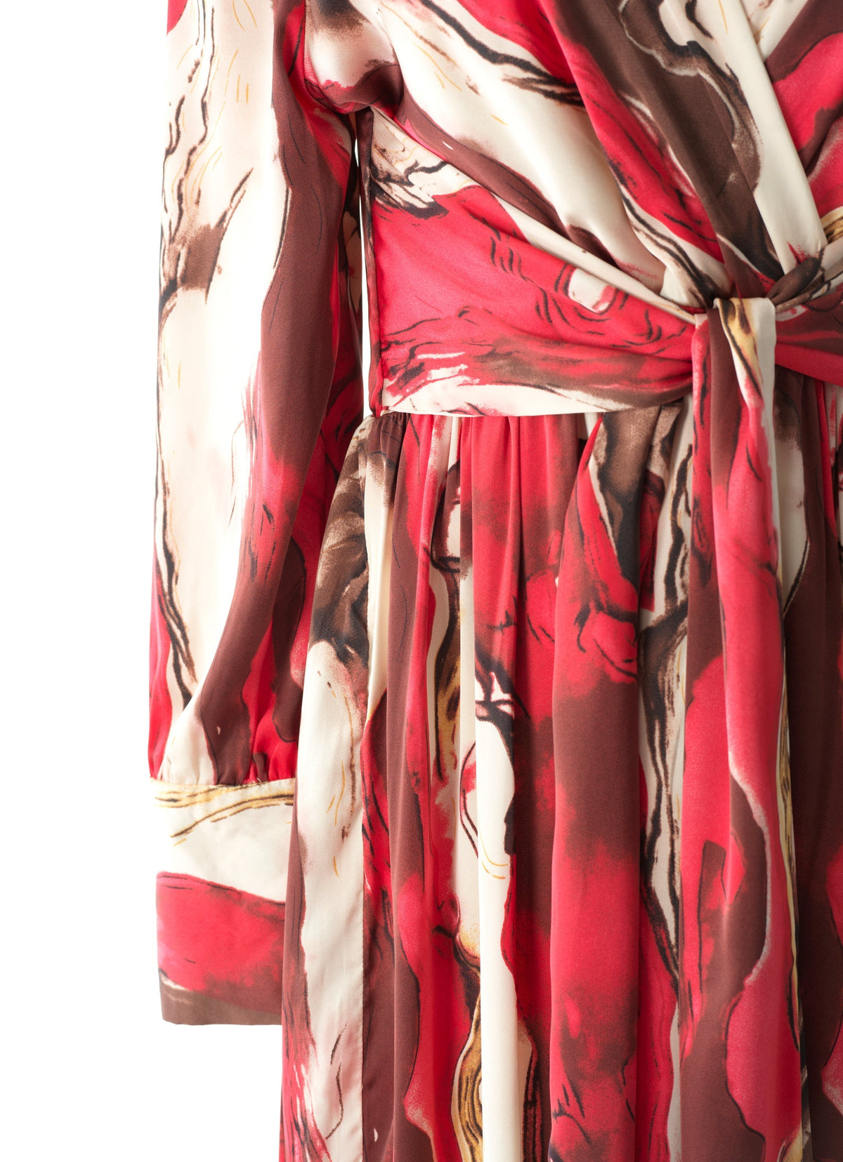 Ruby Red satin long sleeve maxi dress Kabayare