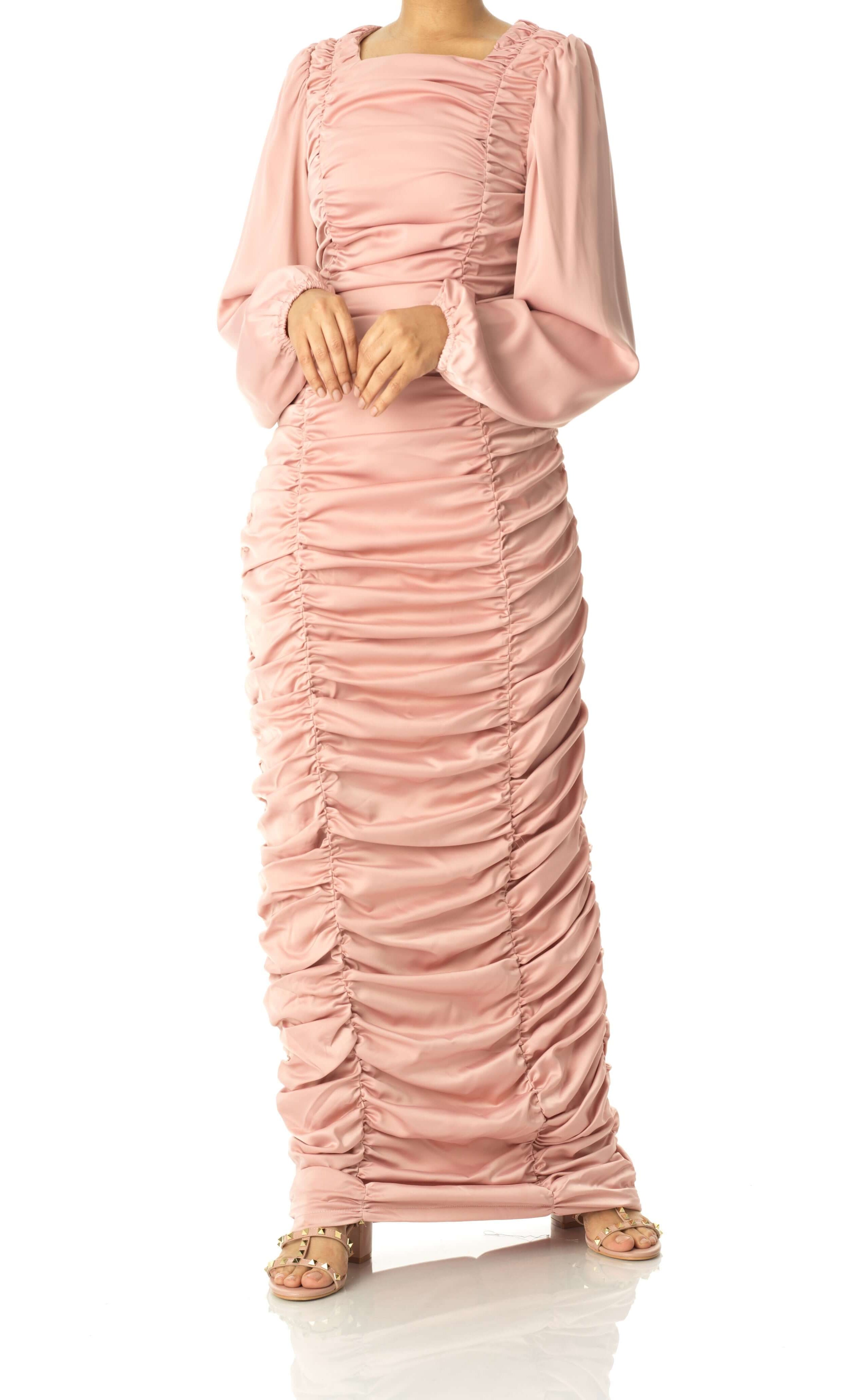 Ruched body-con satin maxi dress Kabayare