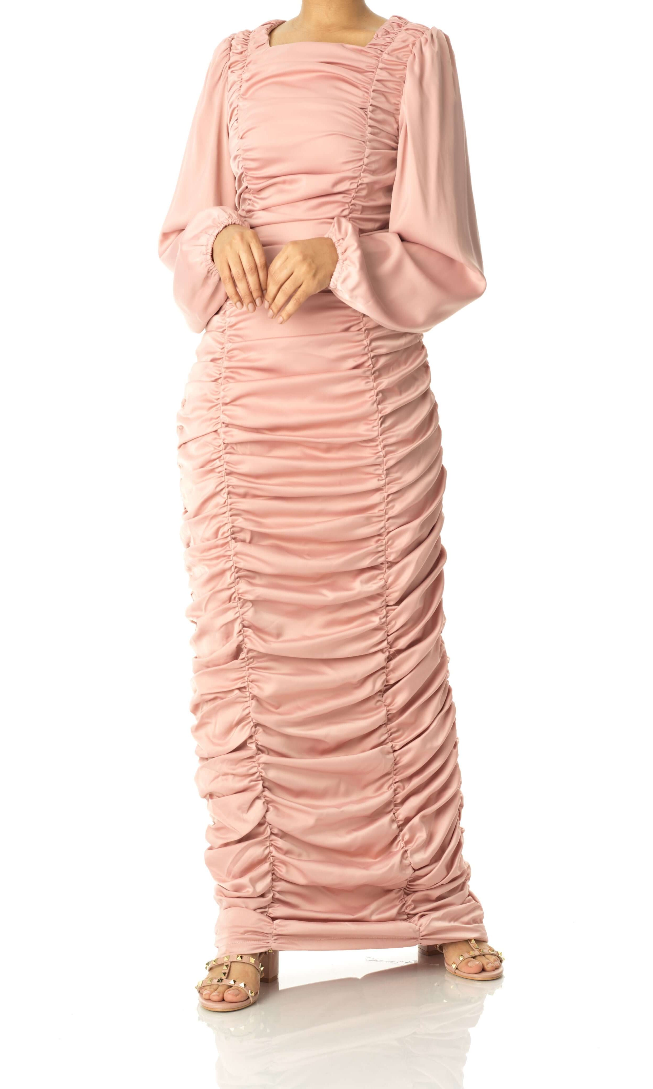 Ruched body-con satin maxi dress Kabayare