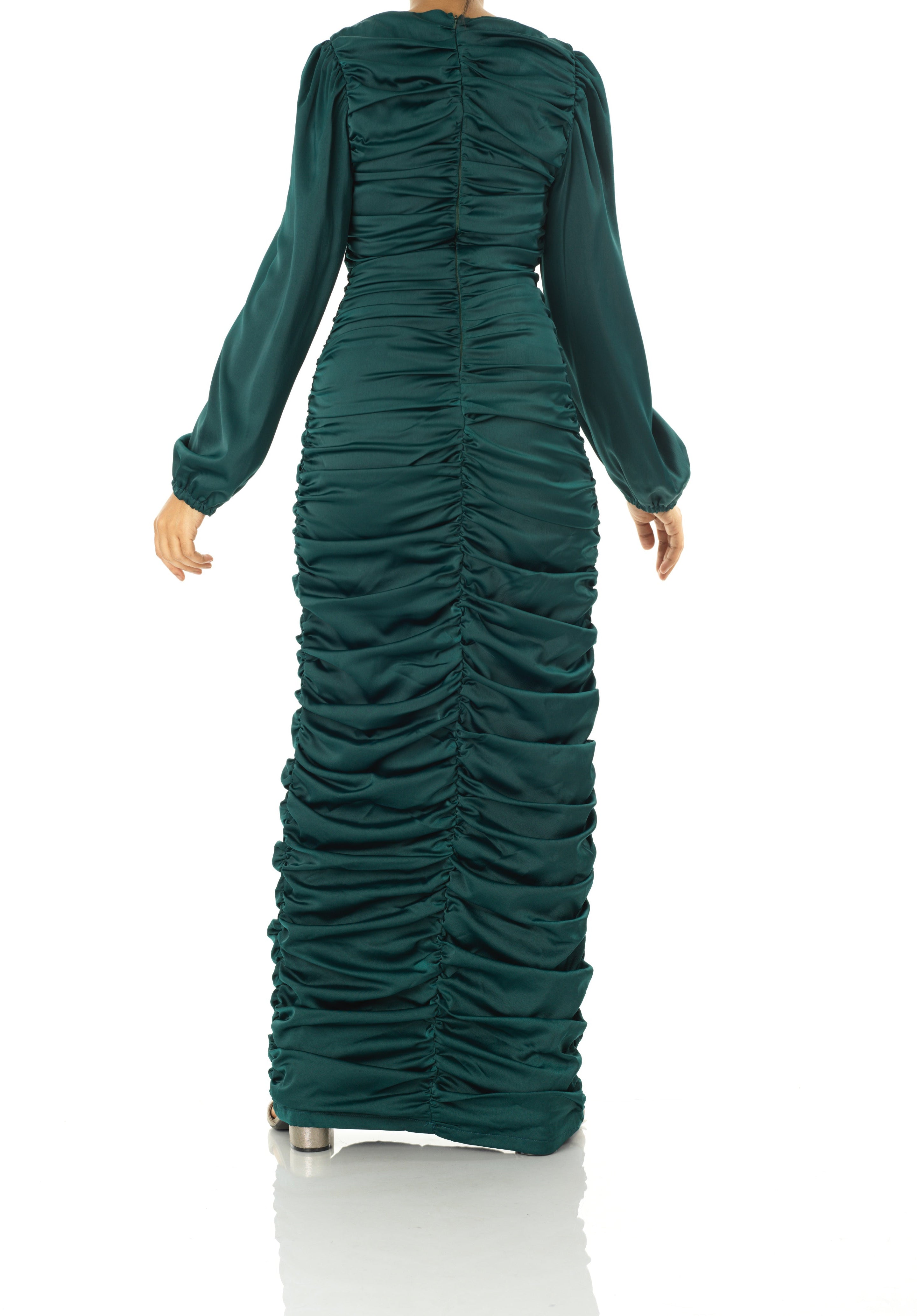 Ruched body-con satin maxi dress Kabayare