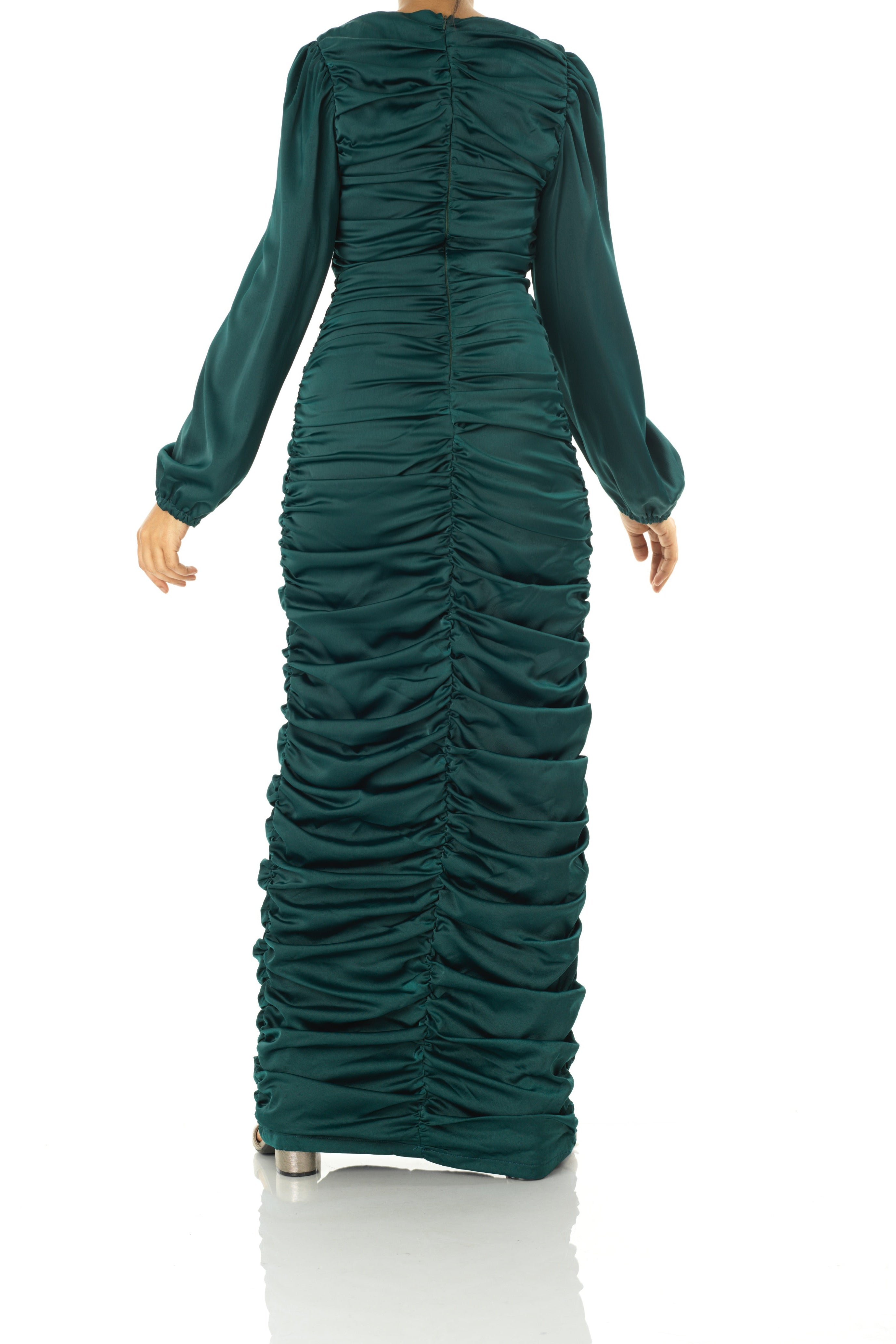Ruched body-con satin maxi dress Kabayare