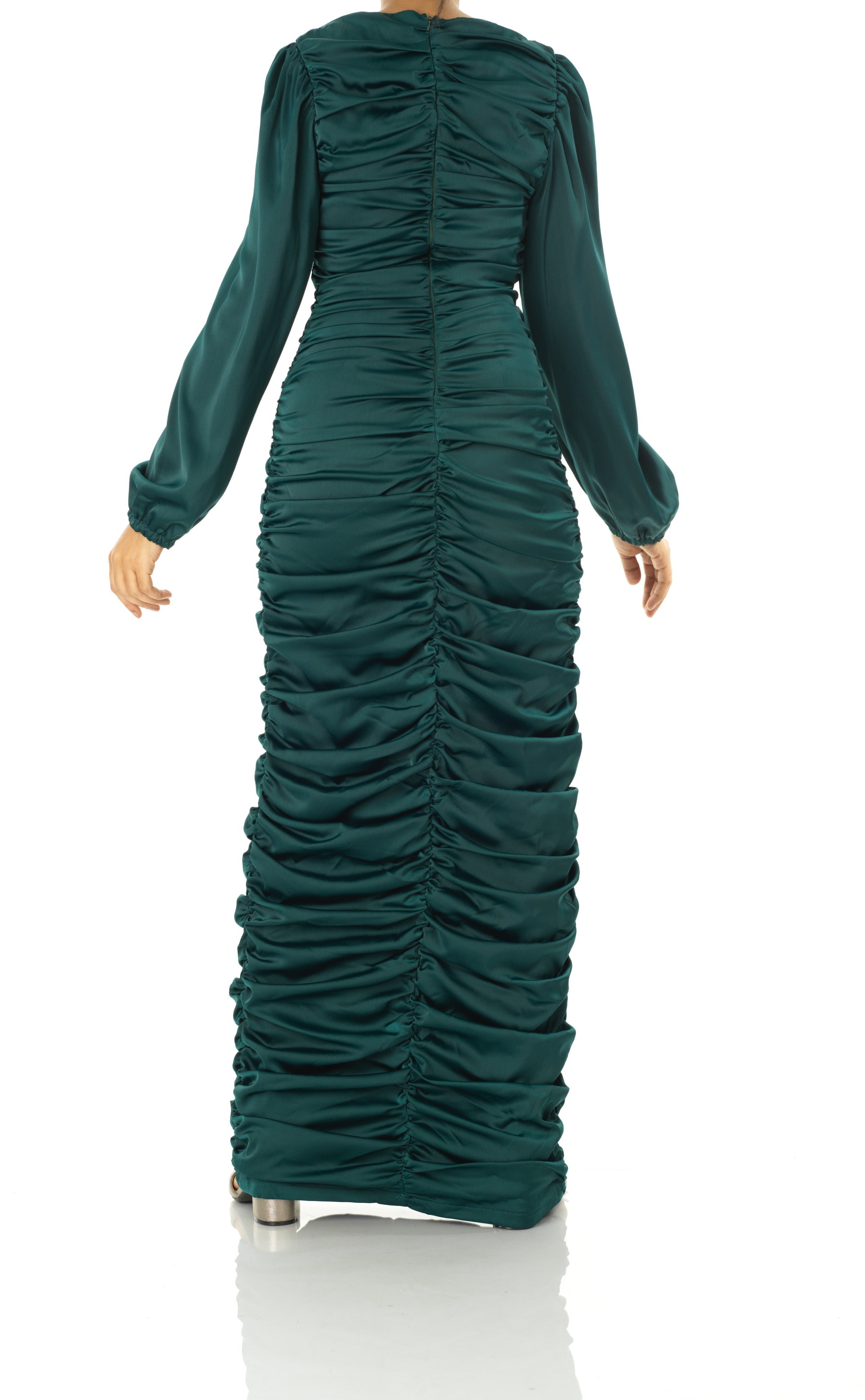 Ruched body-con satin maxi dress Kabayare