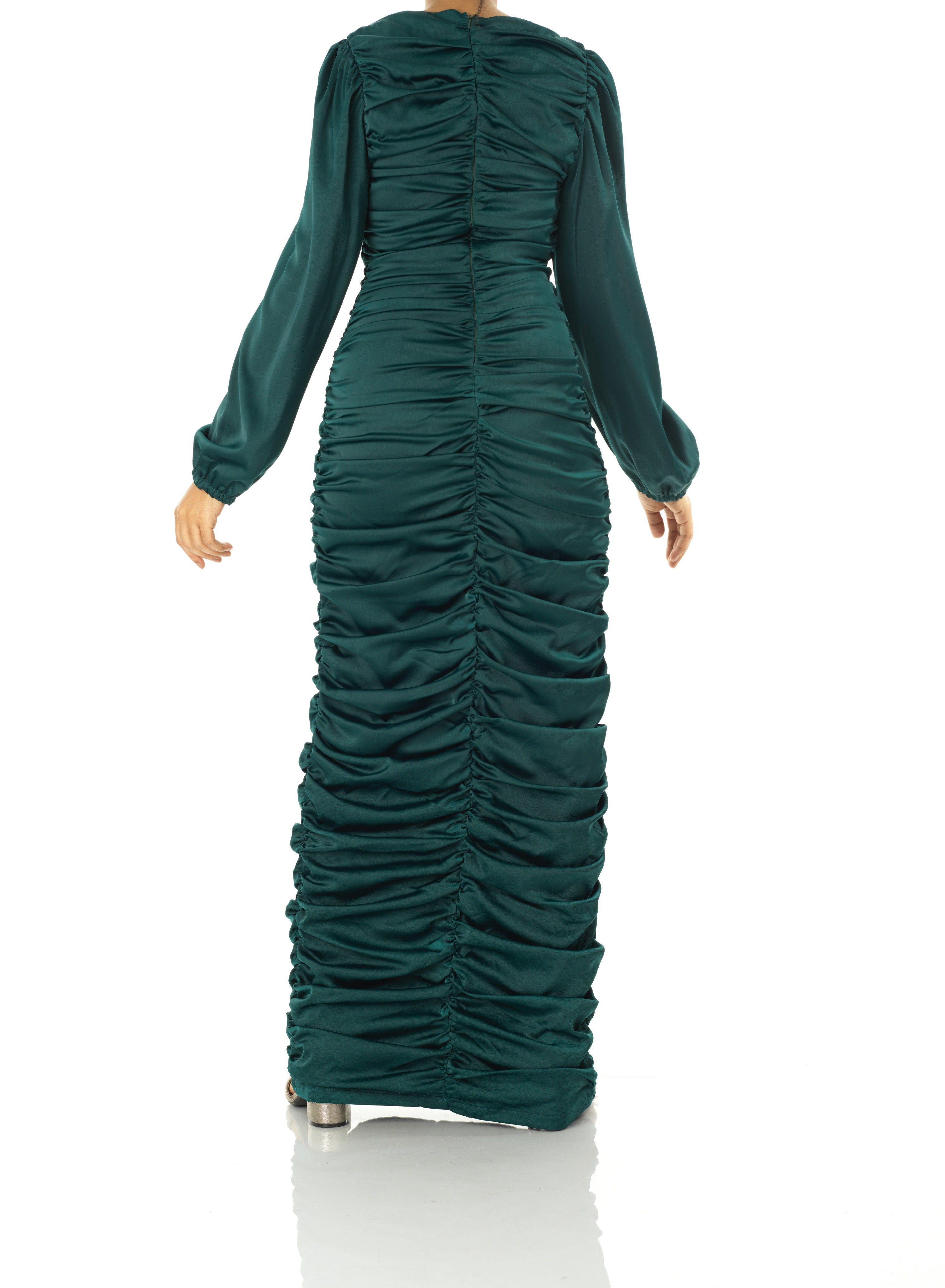 Ruched body-con satin maxi dress Kabayare