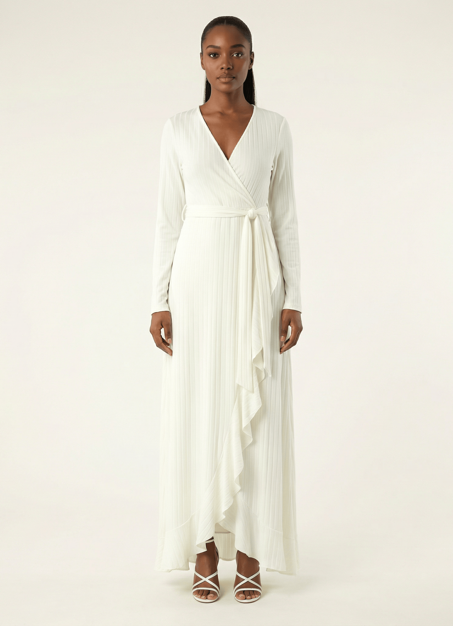 Ruffles ribbed wrapped modest maxi dress Kabayare