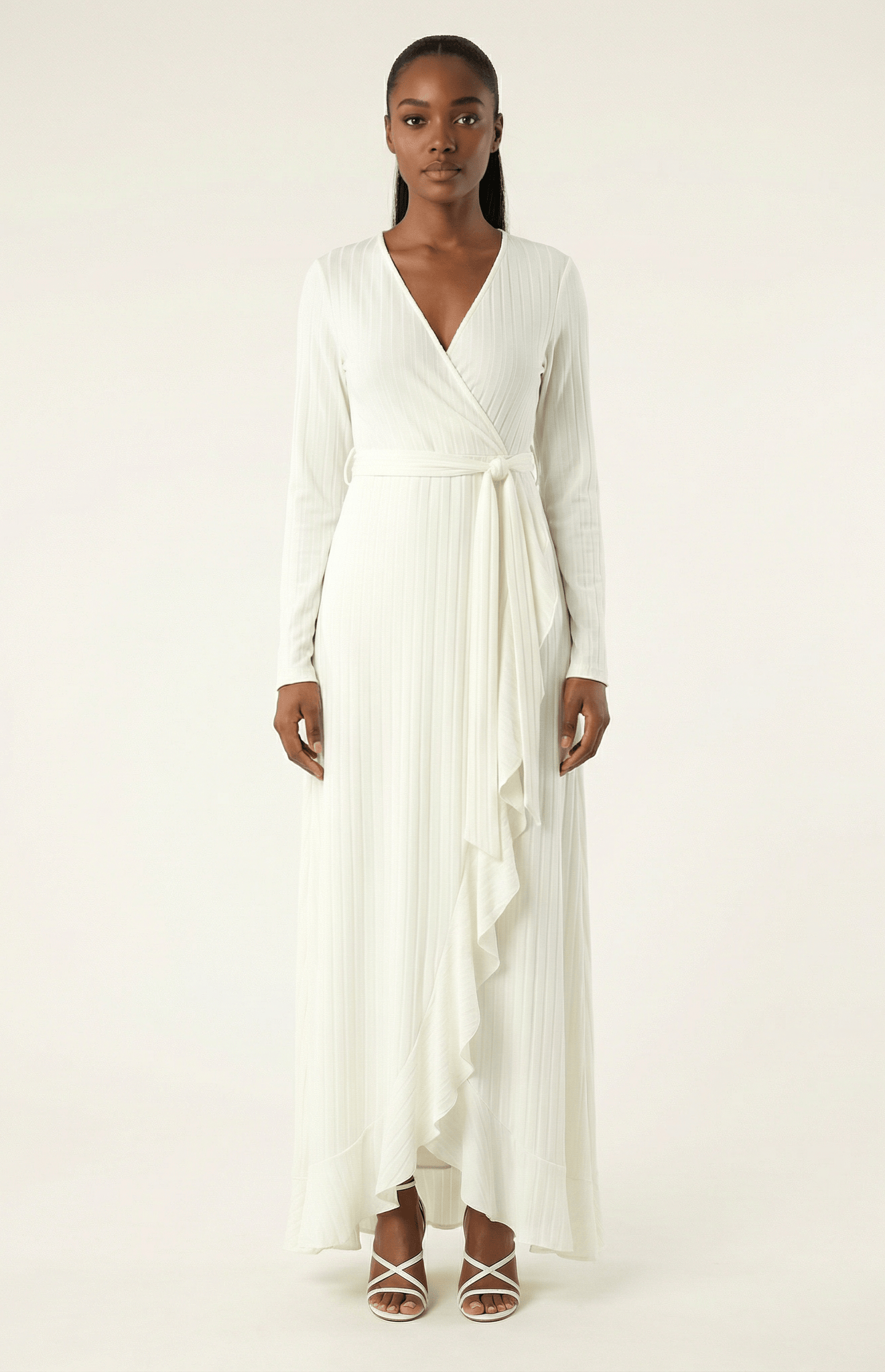 Ruffles ribbed wrapped modest maxi dress Kabayare