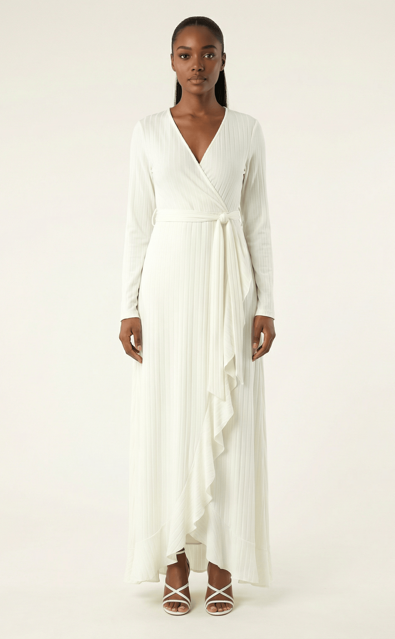 Ruffles ribbed wrapped modest maxi dress Kabayare