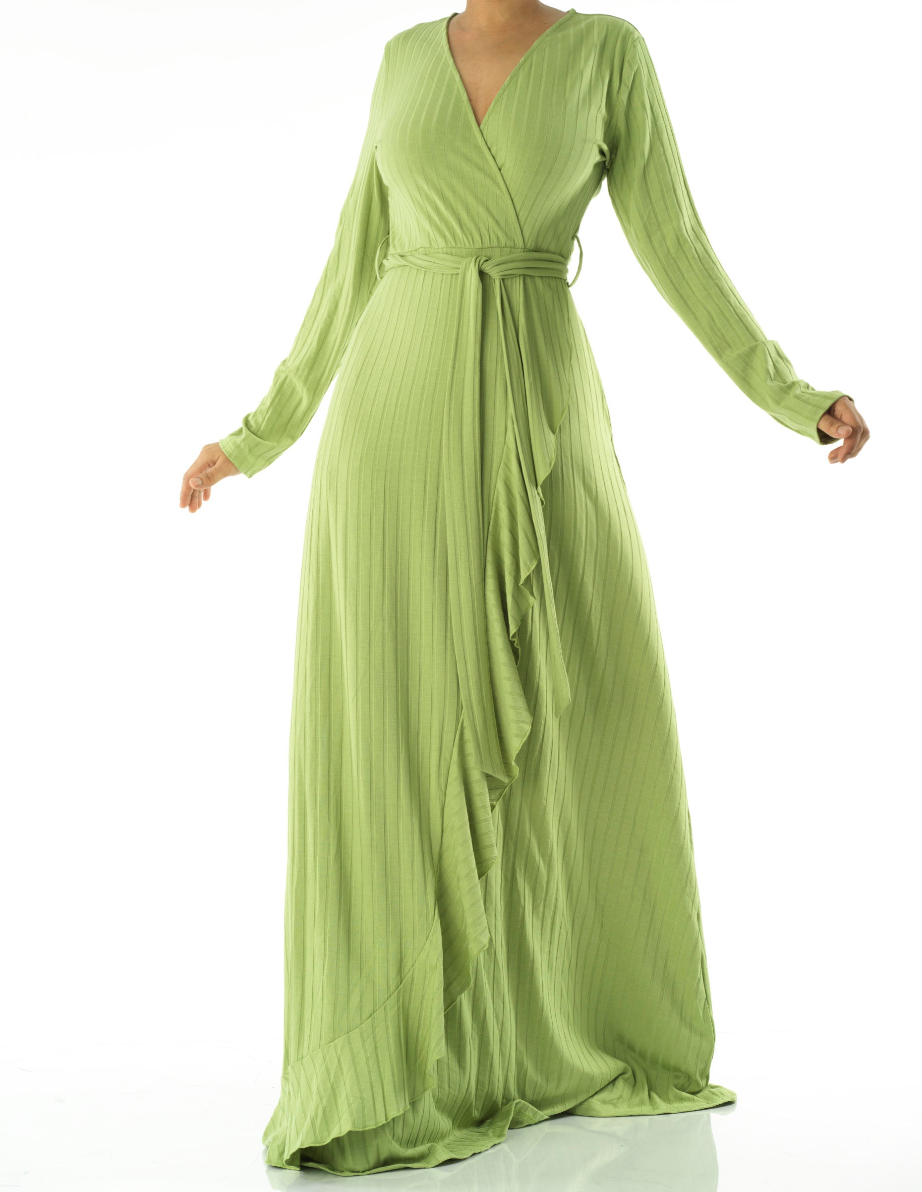 Ruffles ribbed wrapped modest maxi dress Kabayare