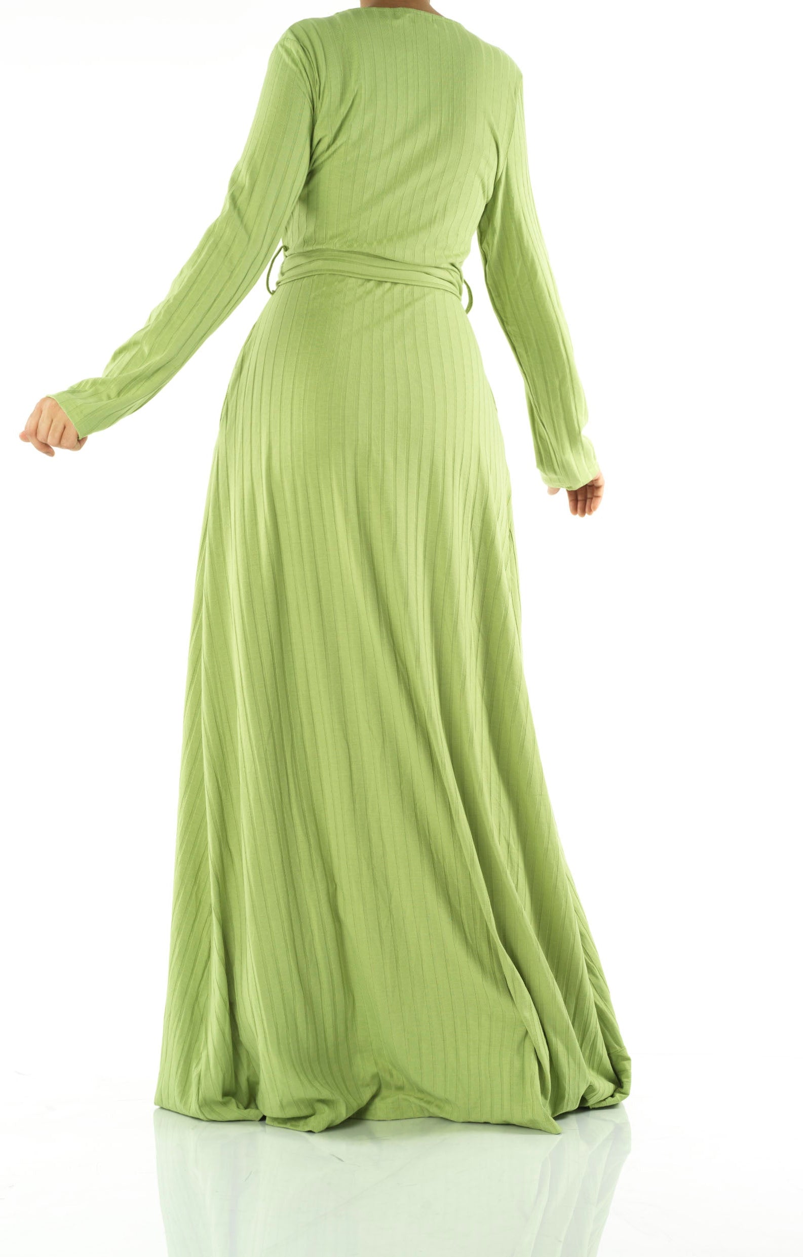 Ruffles ribbed wrapped modest maxi dress Kabayare