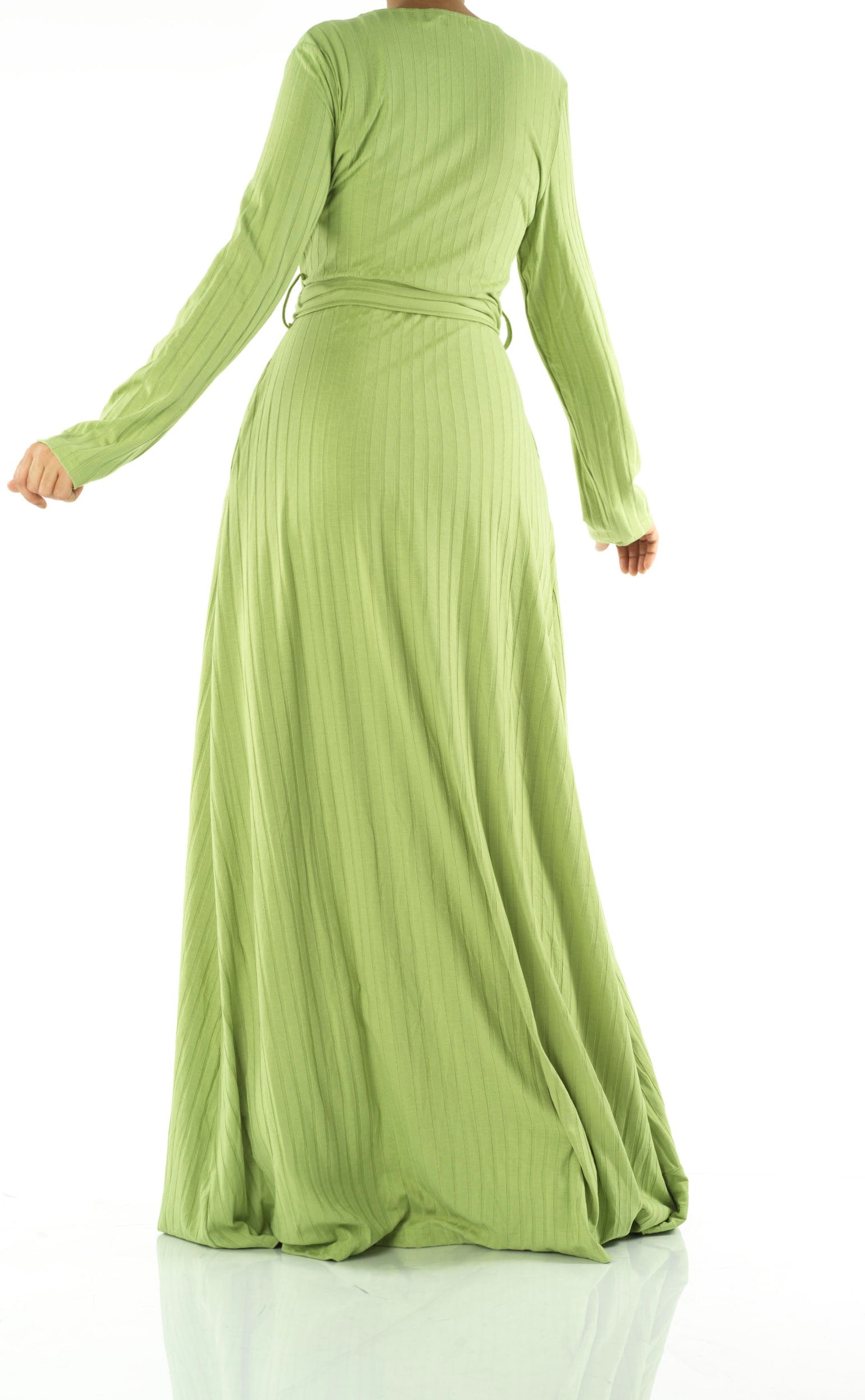Ruffles ribbed wrapped modest maxi dress Kabayare