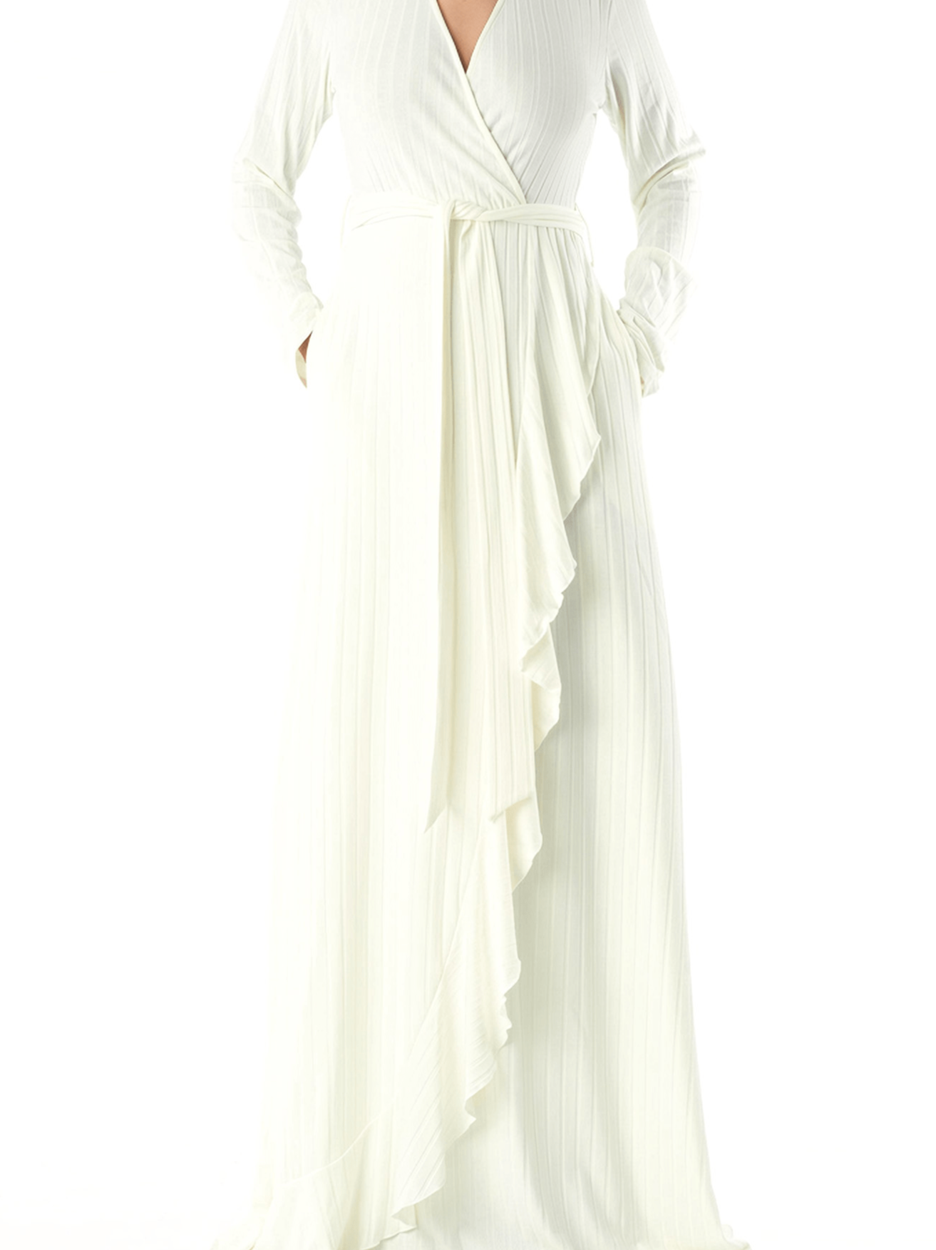 Ruffles ribbed wrapped modest maxi dress Kabayare