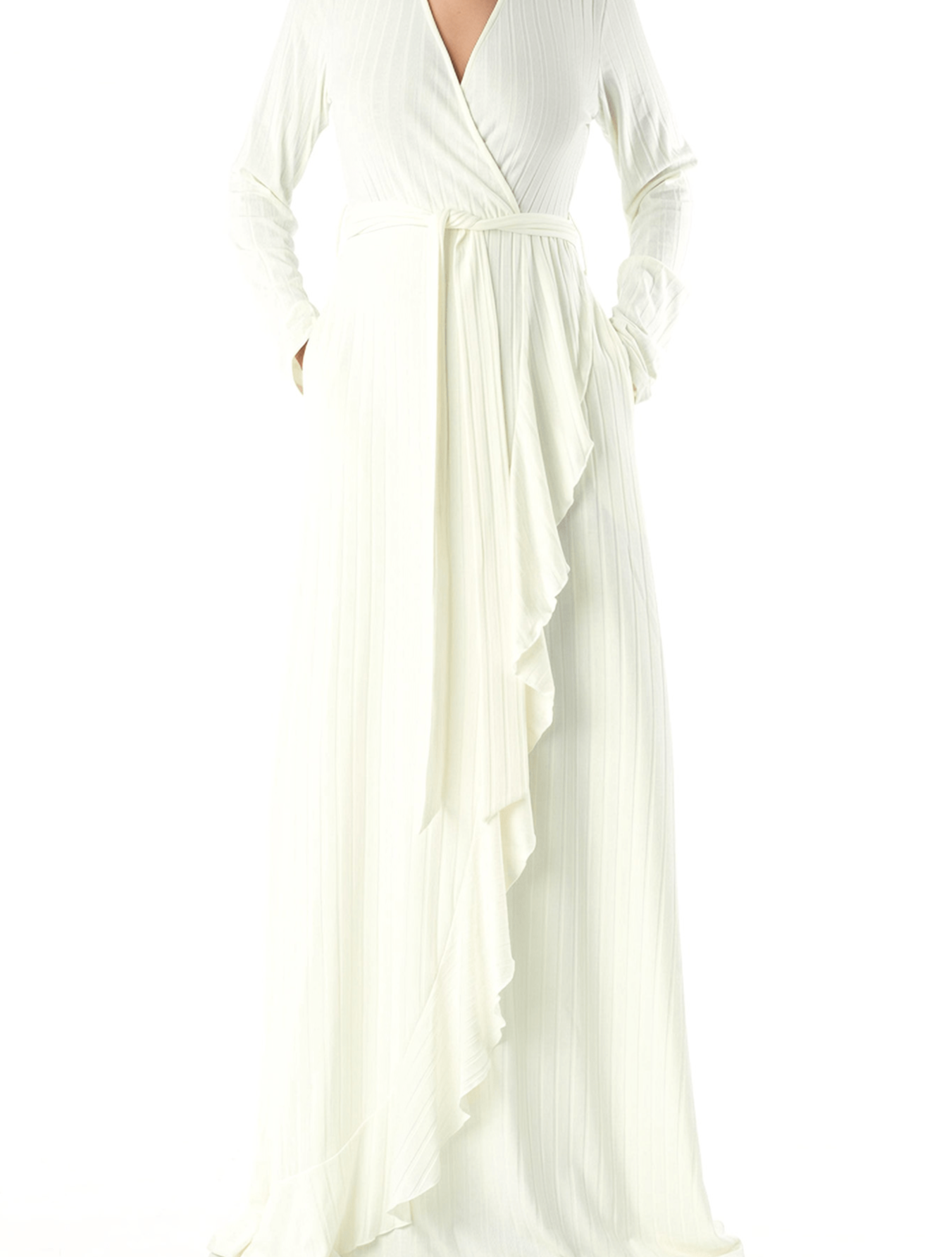 Ruffles ribbed wrapped modest maxi dress Kabayare