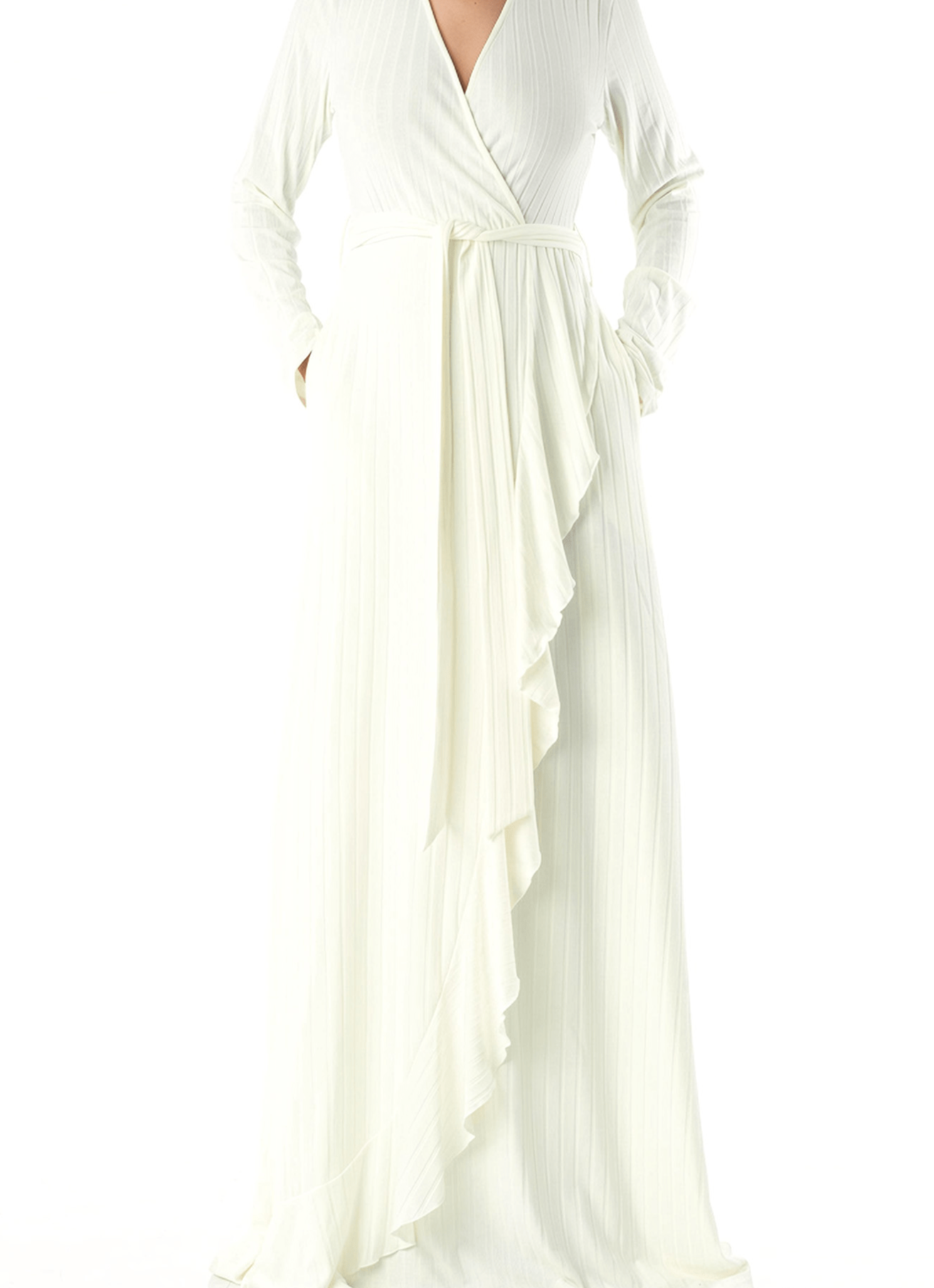Ruffles ribbed wrapped modest maxi dress Kabayare