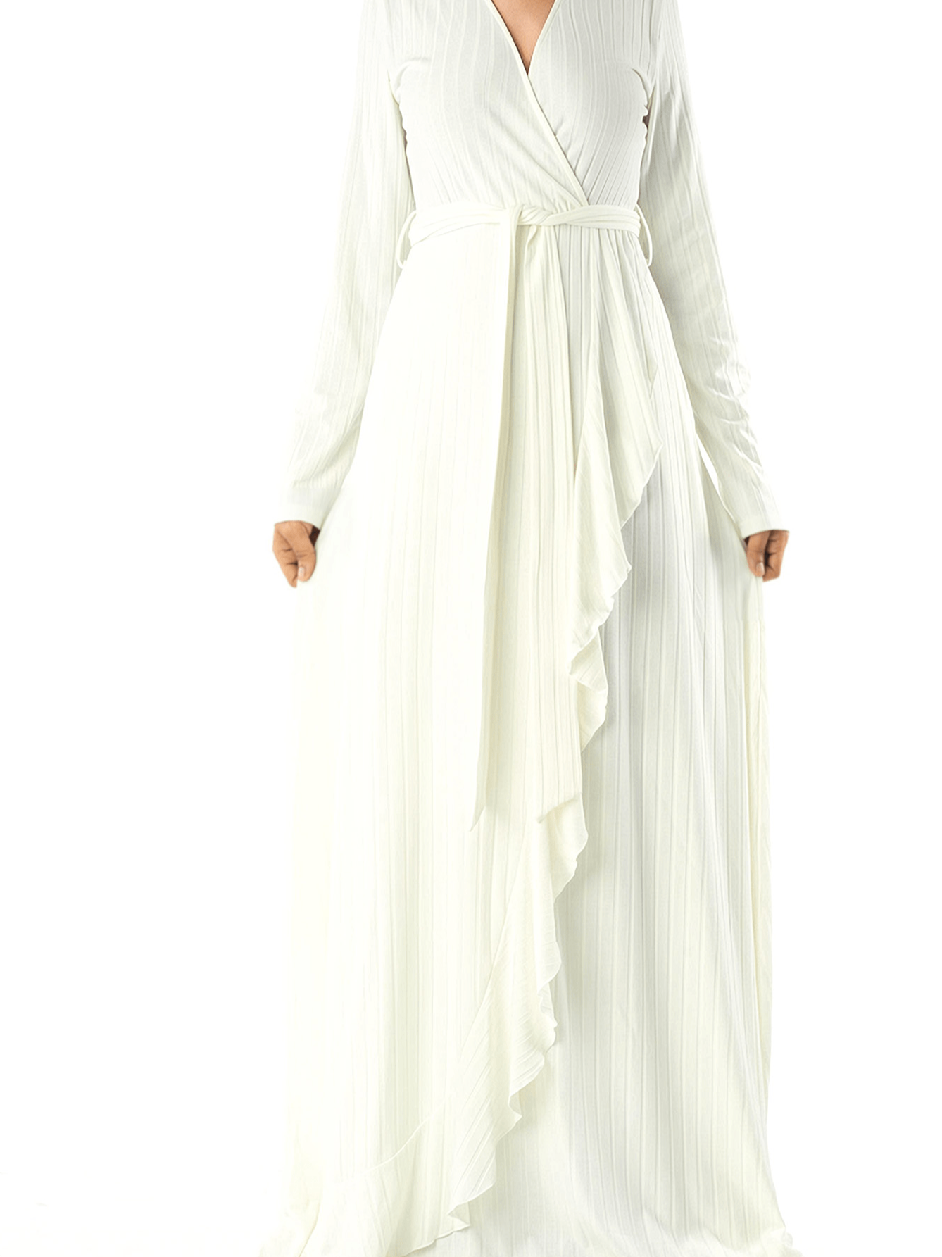 Ruffles ribbed wrapped modest maxi dress Kabayare