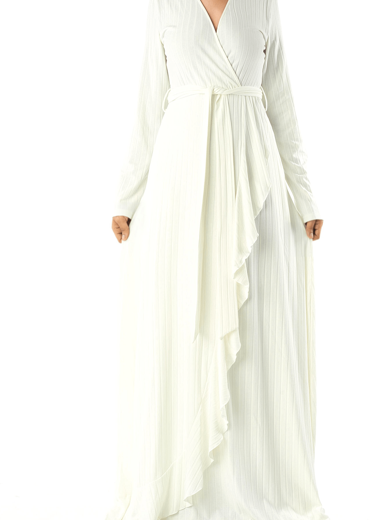 Ruffles ribbed wrapped modest maxi dress Kabayare