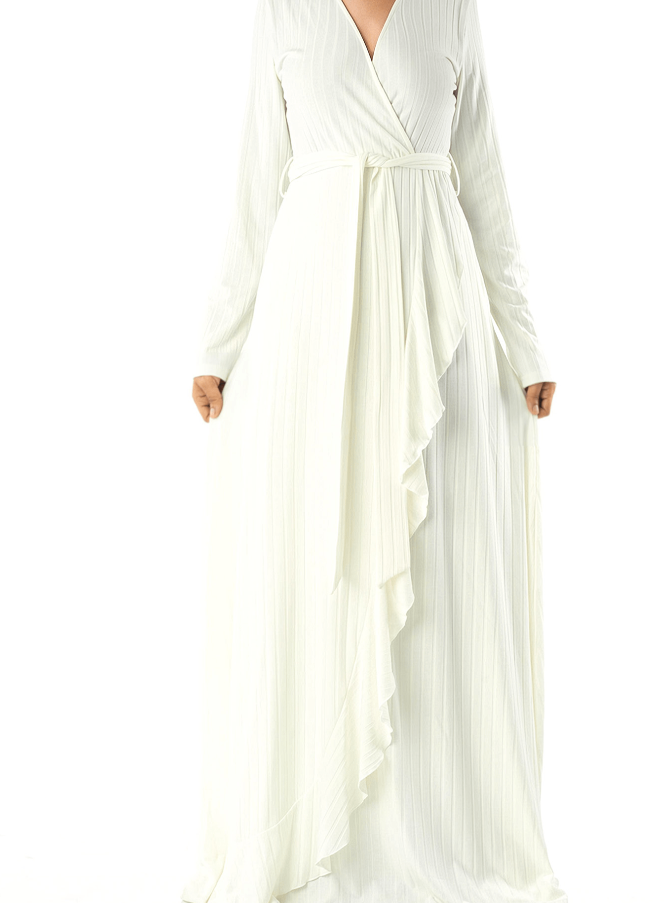 Ruffles ribbed wrapped modest maxi dress Kabayare