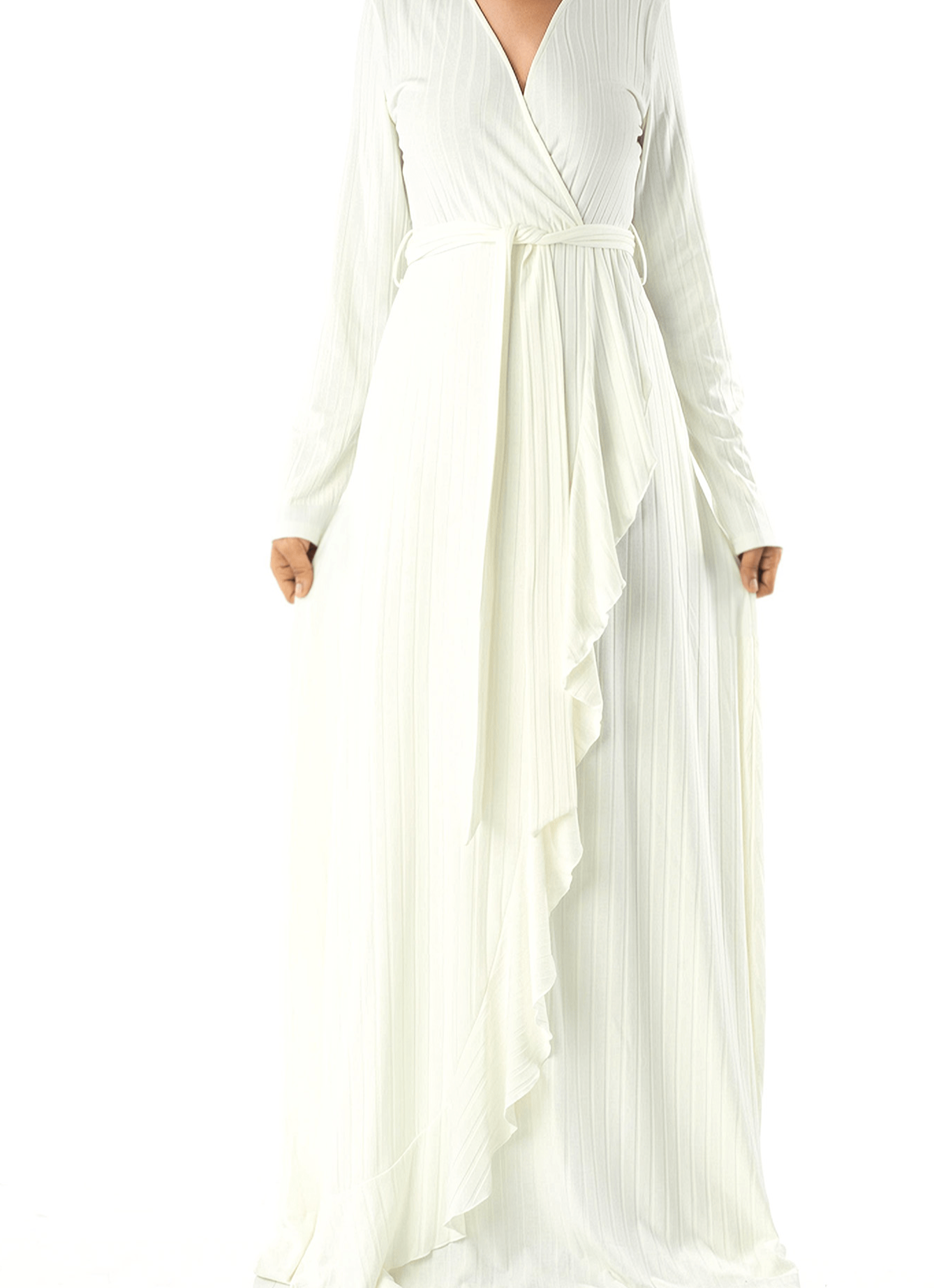 Ruffles ribbed wrapped modest maxi dress Kabayare