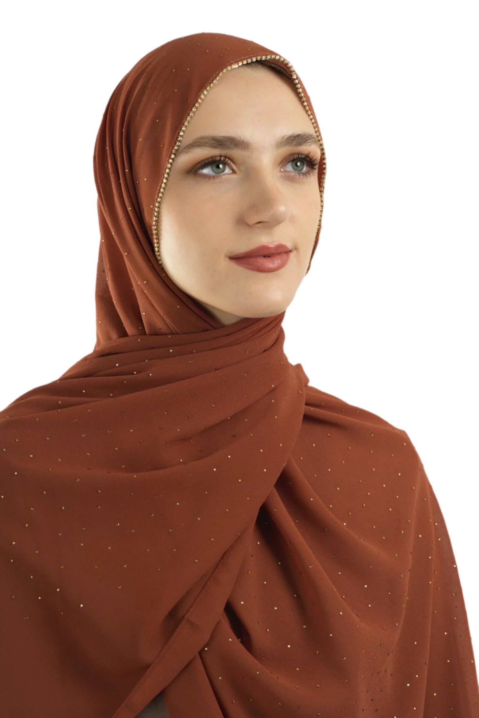 Rust Glamour chiffon hijab Kabayare