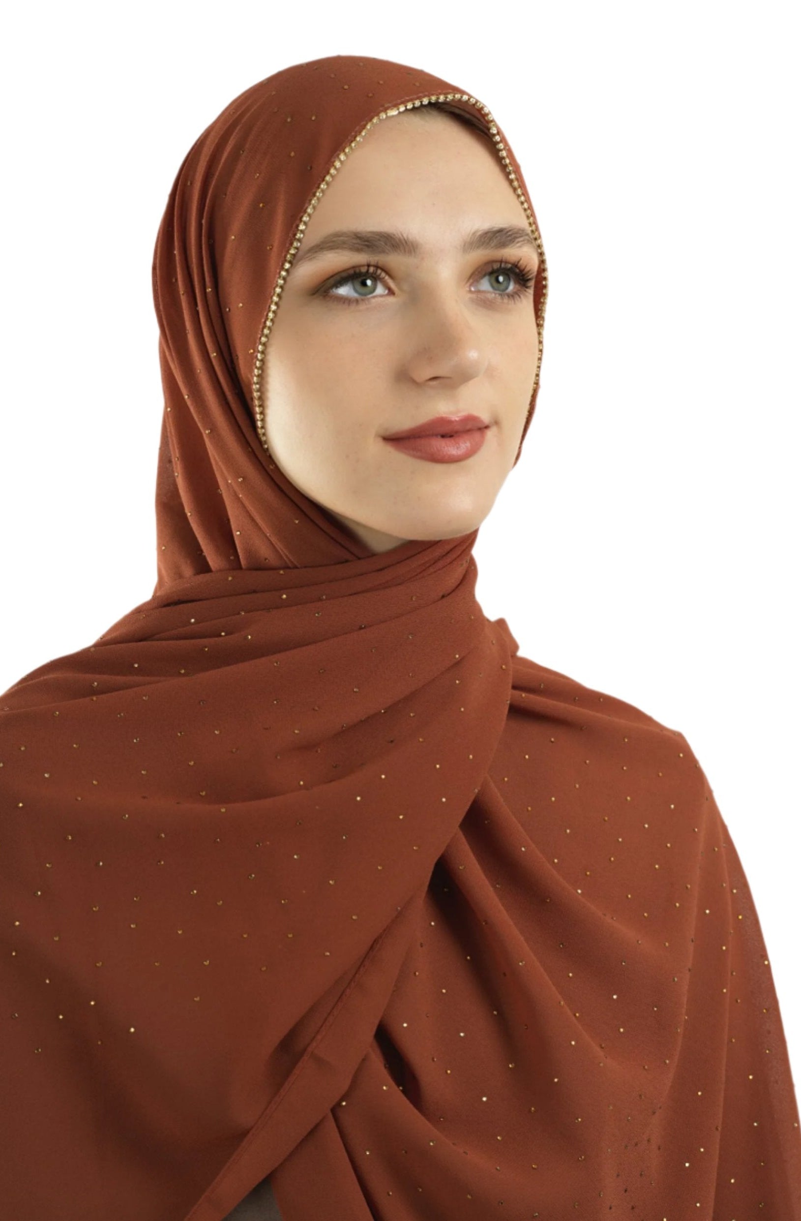 Rust Glamour chiffon hijab Kabayare