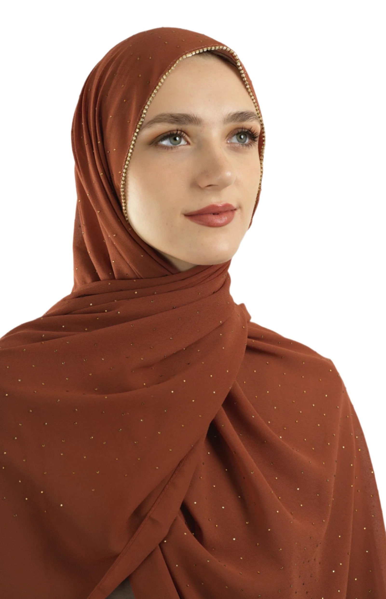 Rust Glamour chiffon hijab Kabayare