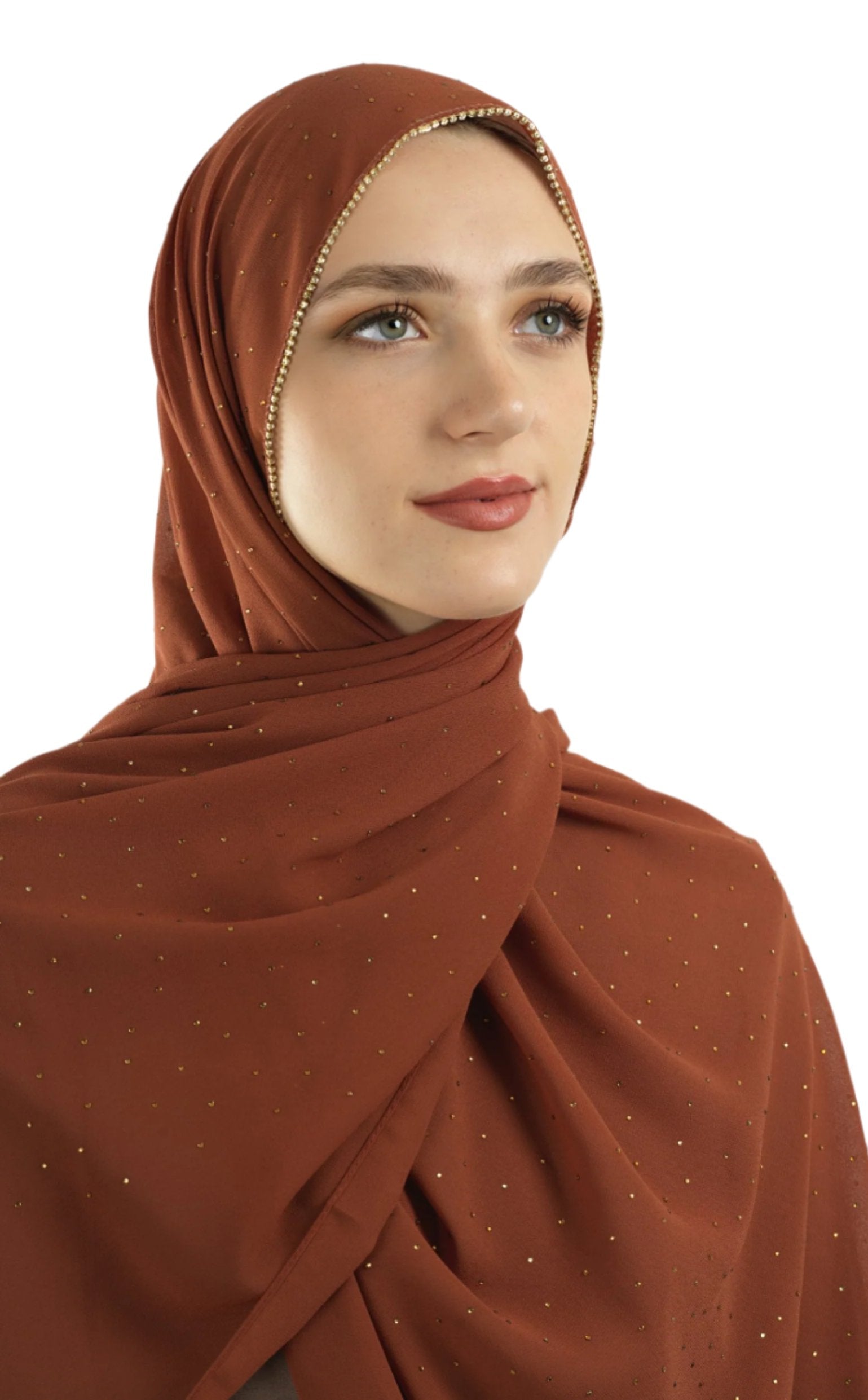 Rust Glamour chiffon hijab Kabayare