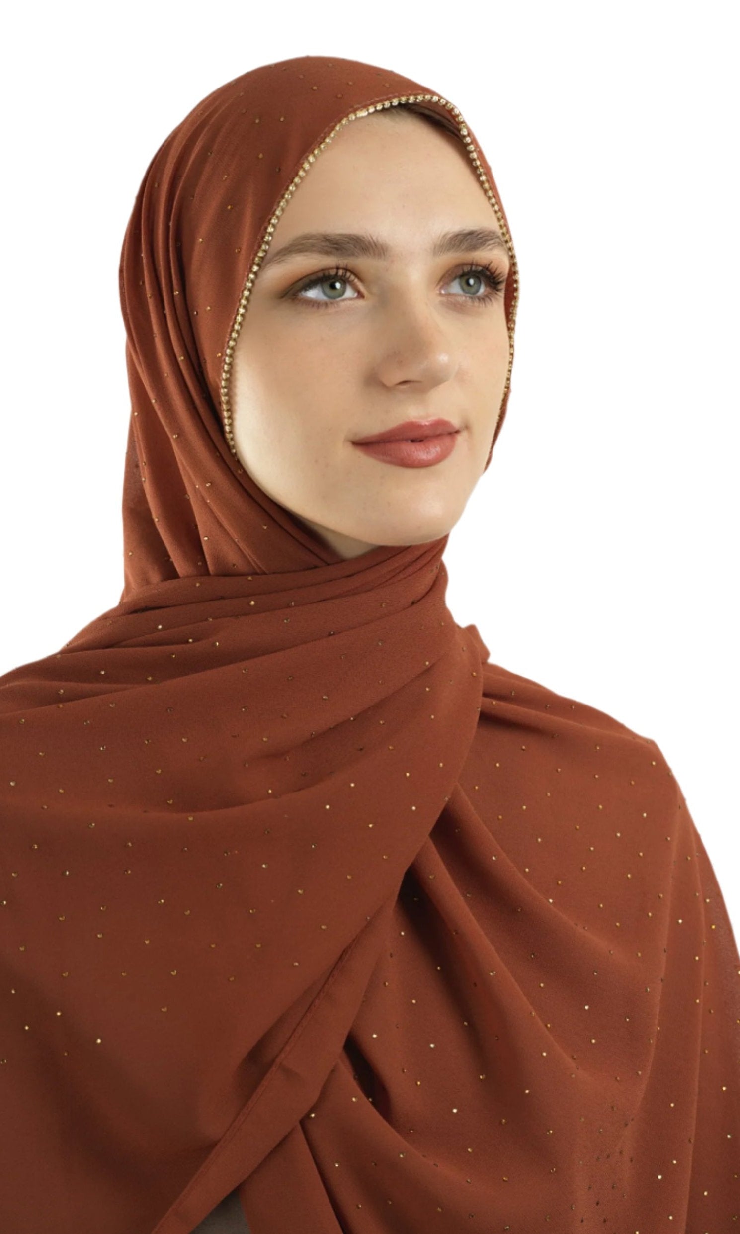 Rust Glamour chiffon hijab Kabayare
