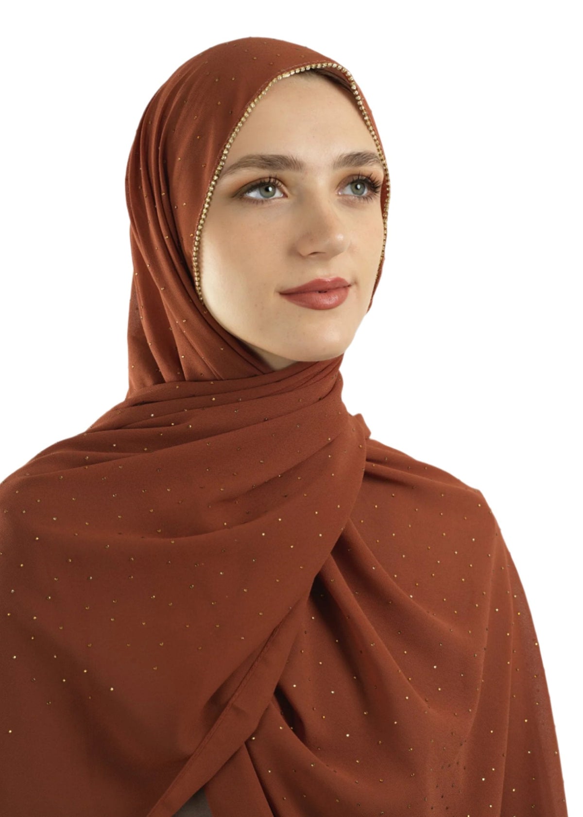 Rust Glamour chiffon hijab Kabayare