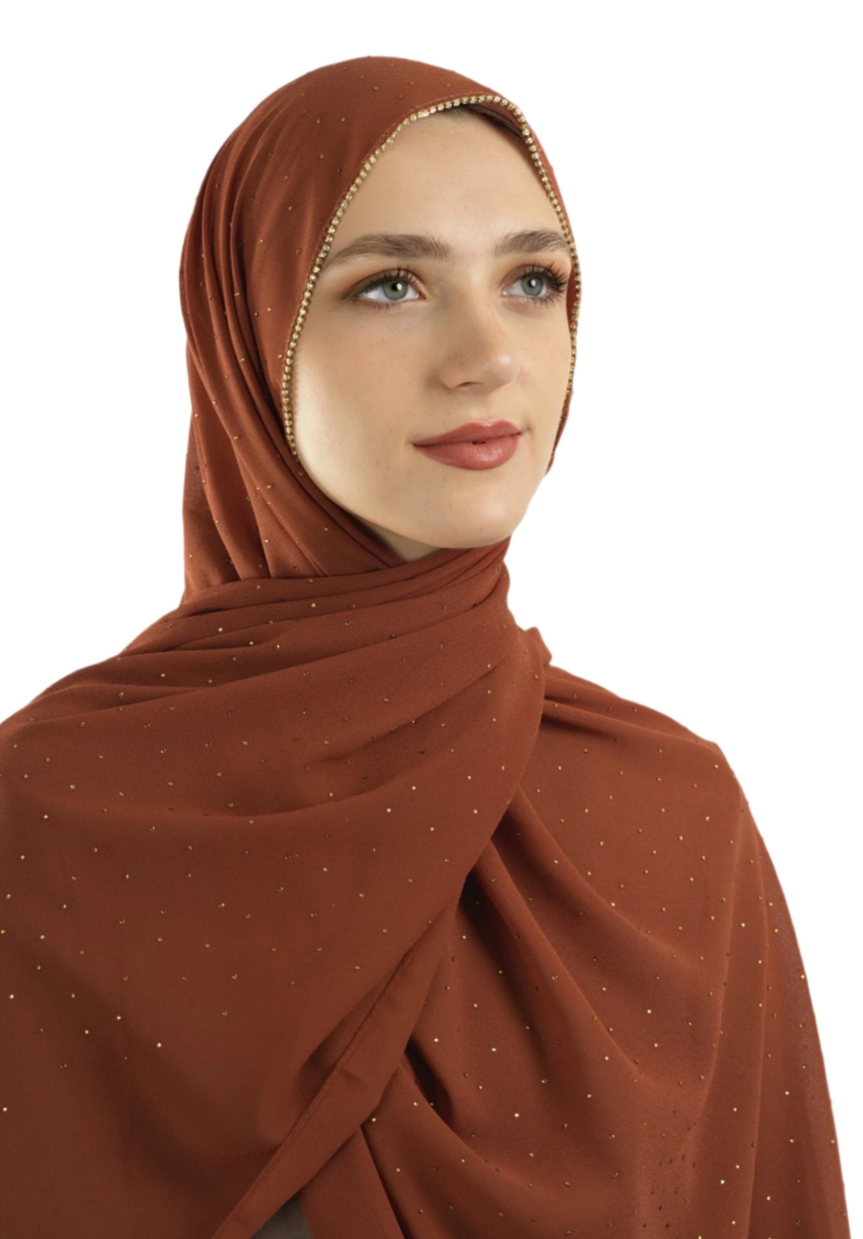 Rust Glamour chiffon hijab Kabayare