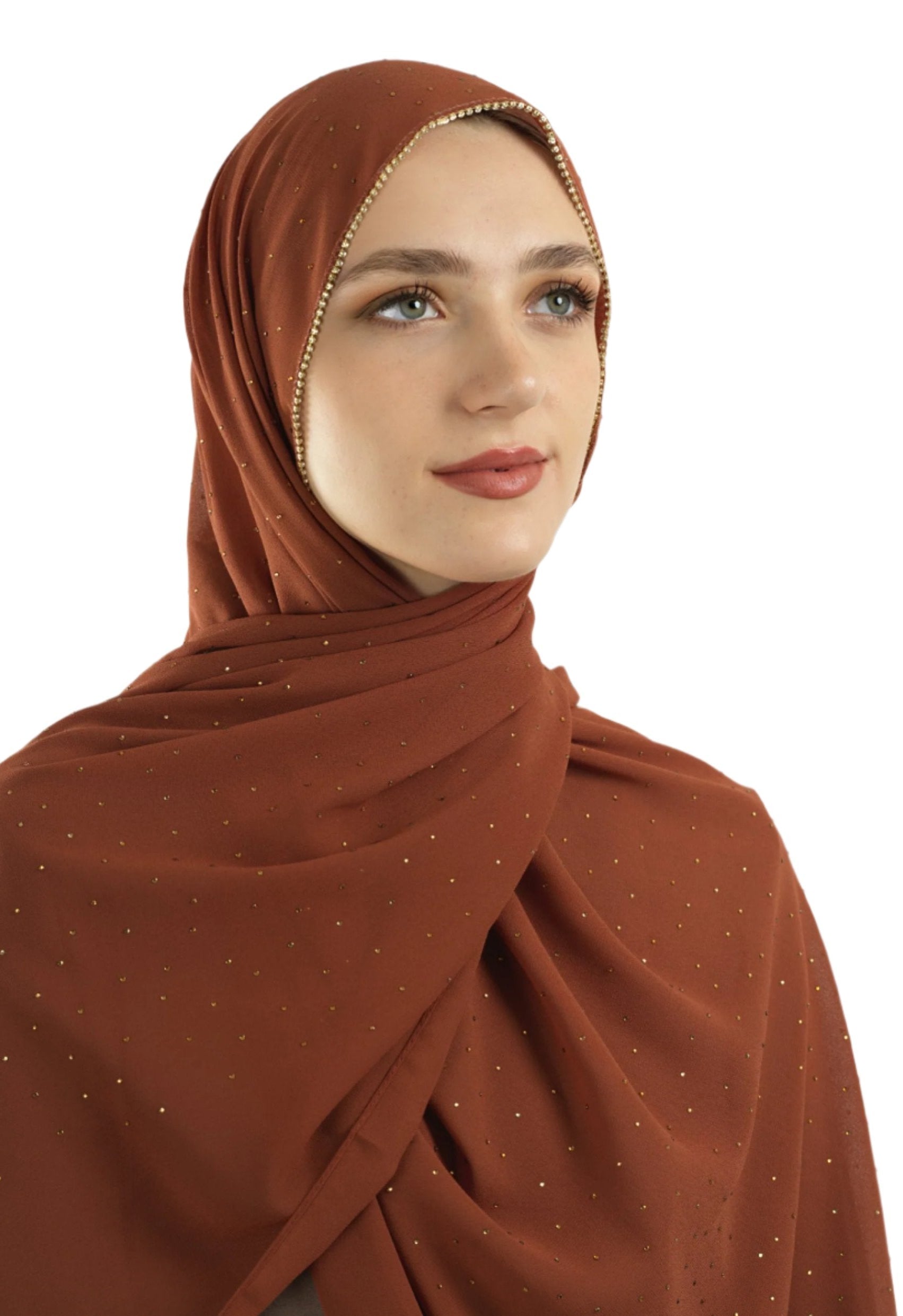 Rust Glamour chiffon hijab Kabayare