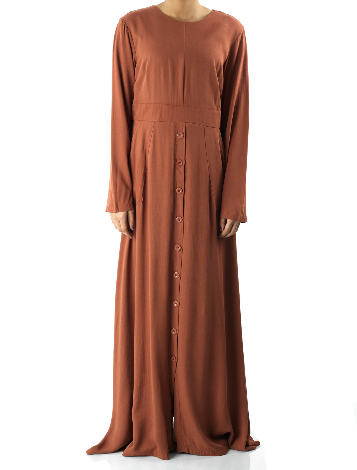 Rust Manal button down Modal dress Kabayare