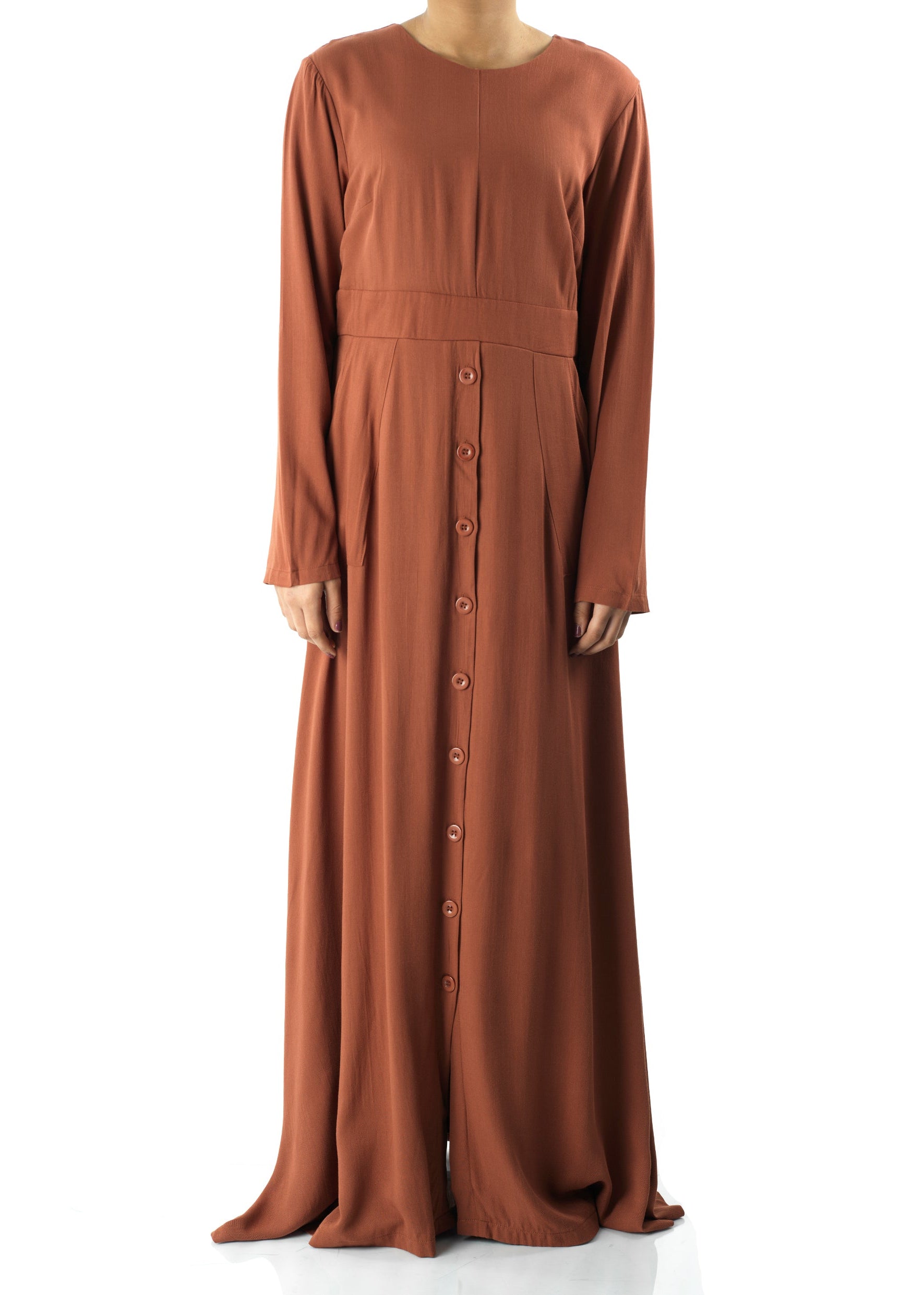 Rust Manal button down Modal dress Kabayare