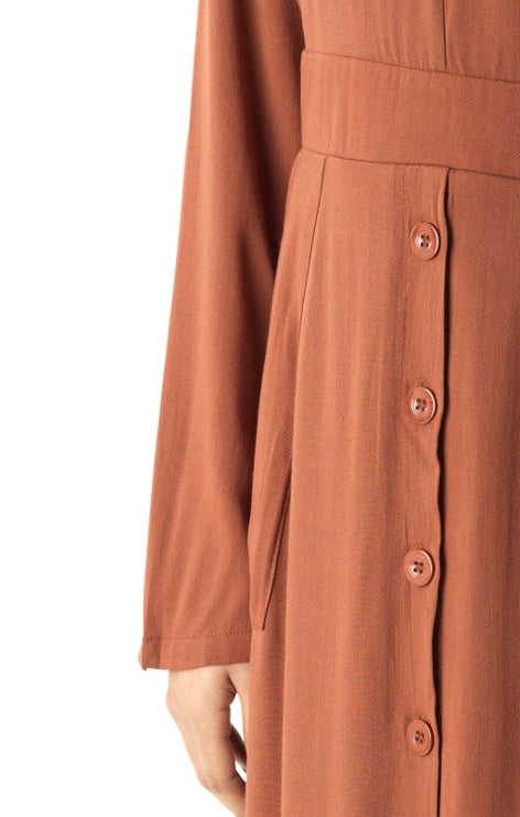 Rust Manal button down Modal dress Kabayare
