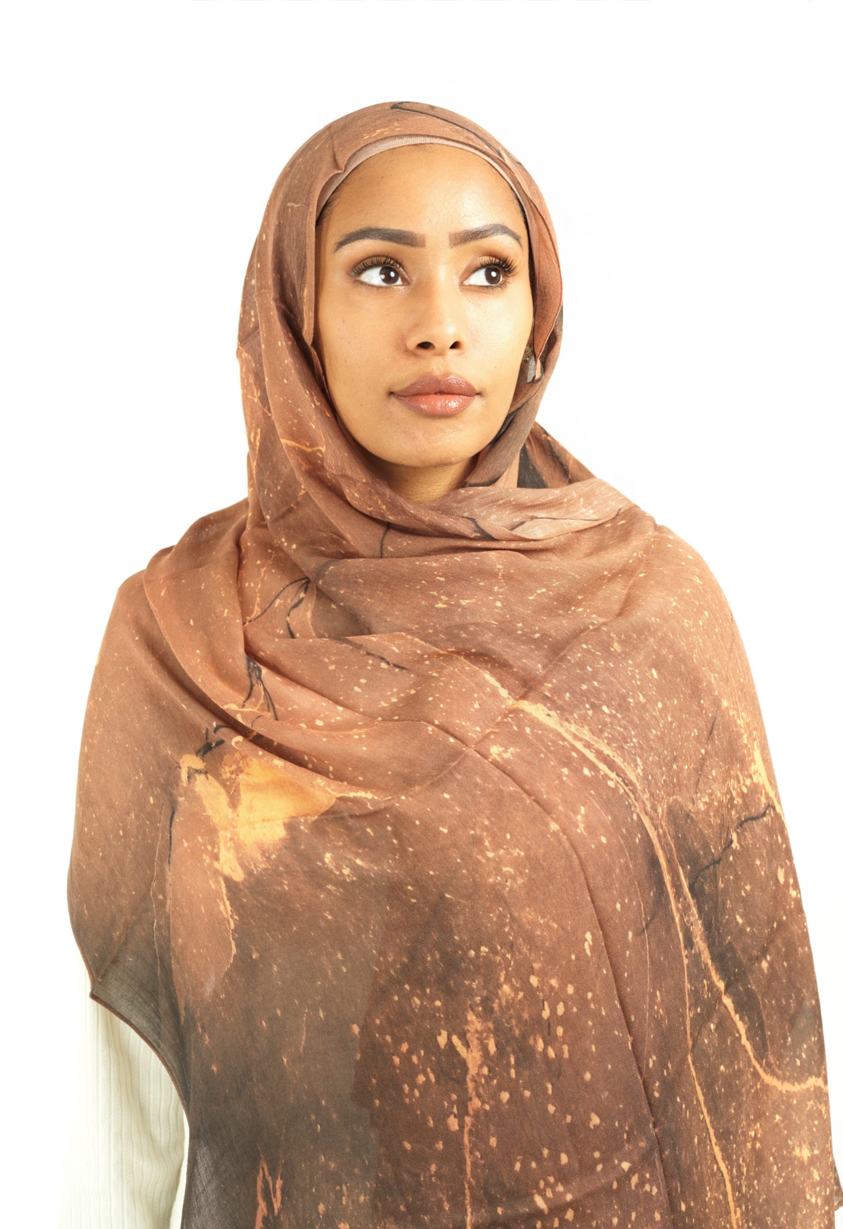 Rustic brown modal print hijab Kabayare