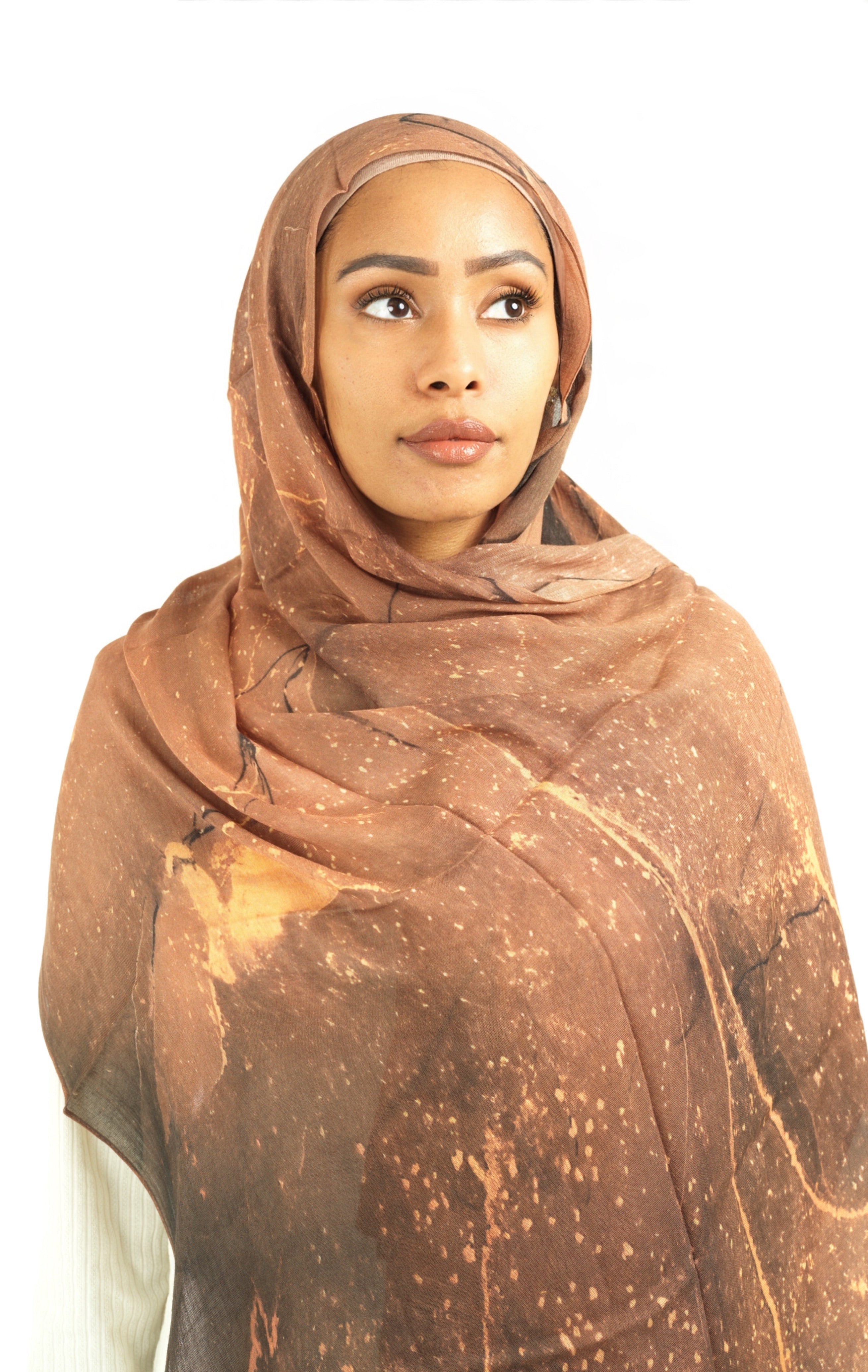 Rustic brown modal print hijab Kabayare