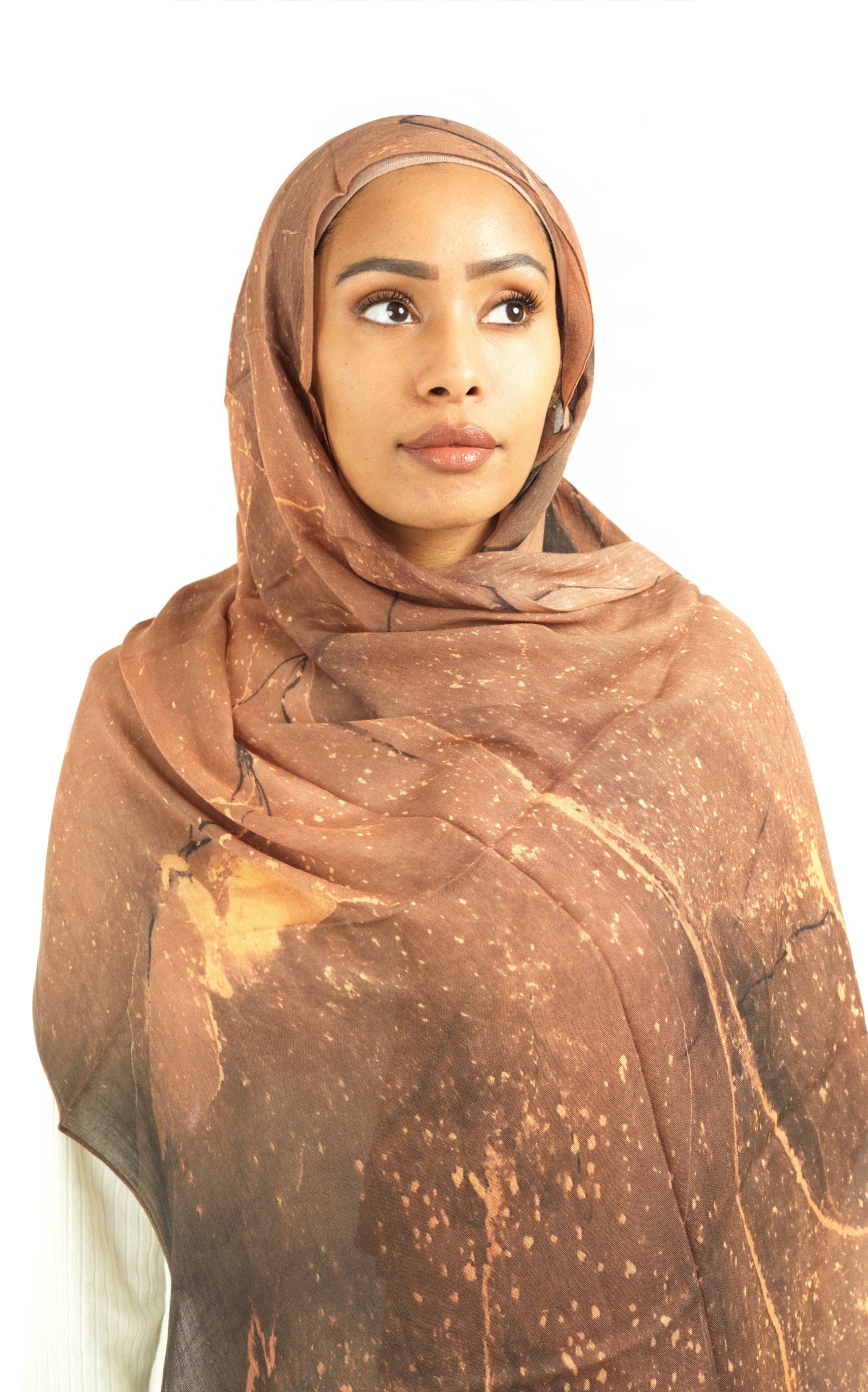 Rustic brown modal print hijab Kabayare